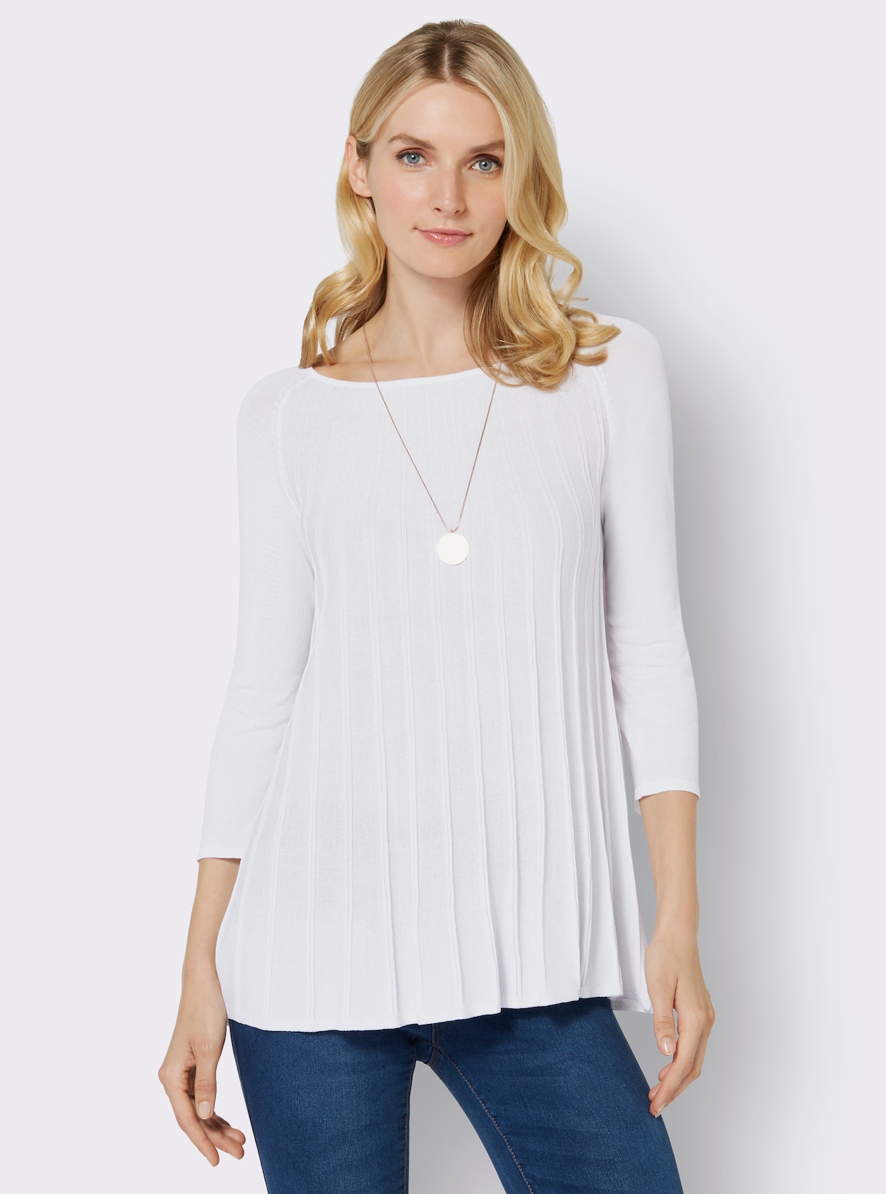 Pull col rond - blanc