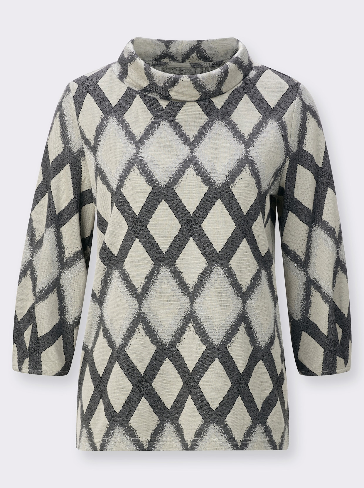 3/4-Arm-Shirt - sand-anthrazit-gemustert