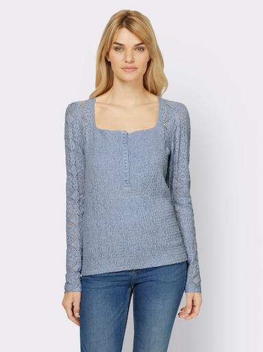 heine Langarmshirt mit Knopfleiste - bleu
