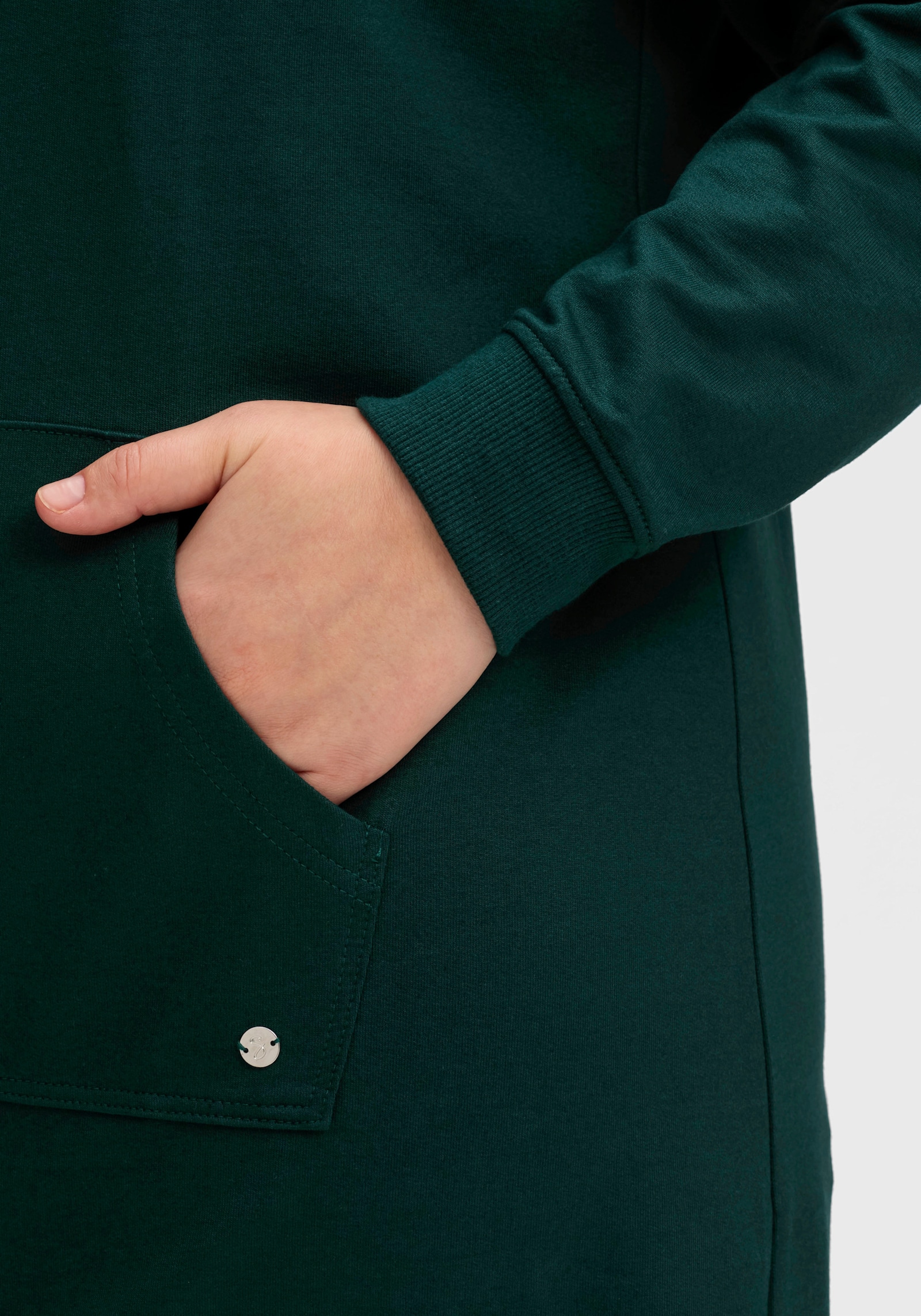 sheego Sweatkleid mit Kängurutasche, kniefrei - tiefgrün