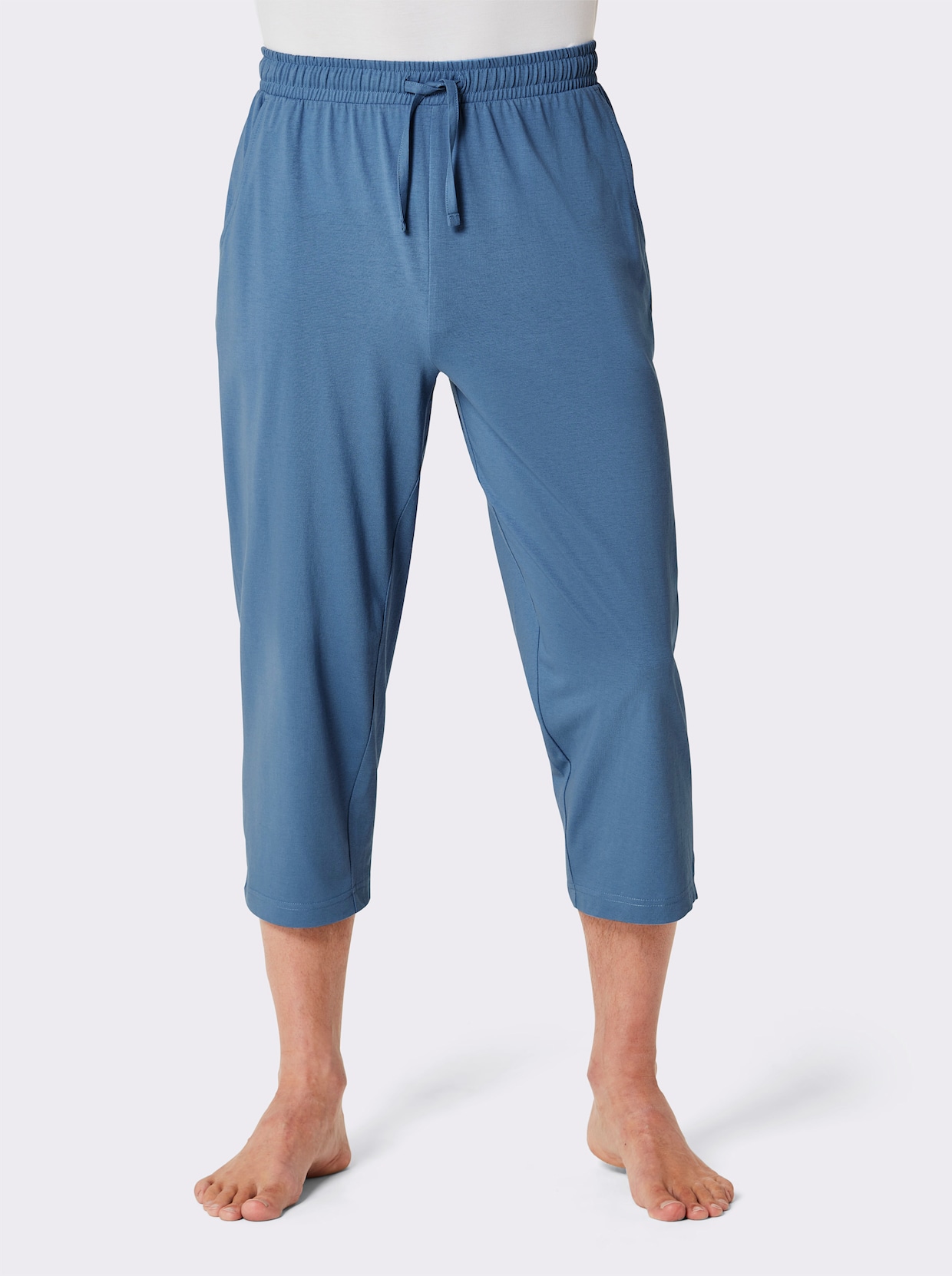 wäschepur men Hose 3/4-lang - grau-meliert + mittelblau