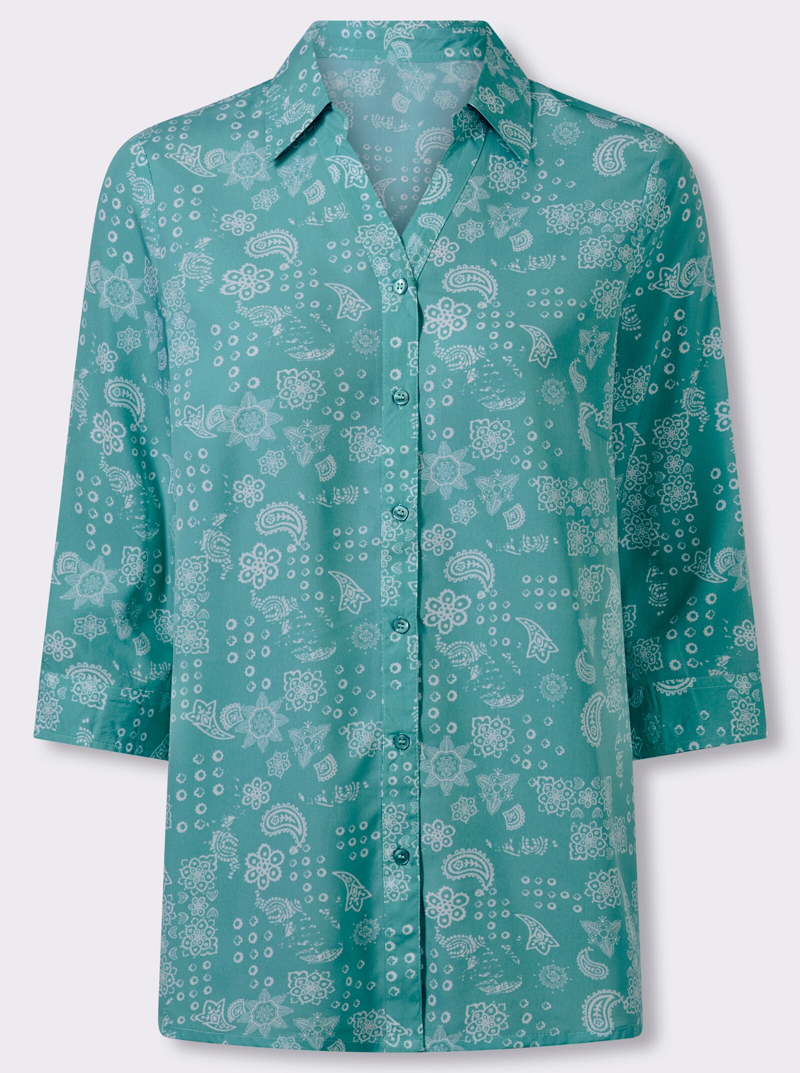 Longbluse mit Paisley-Print - ozean-weiß-bedruckt
