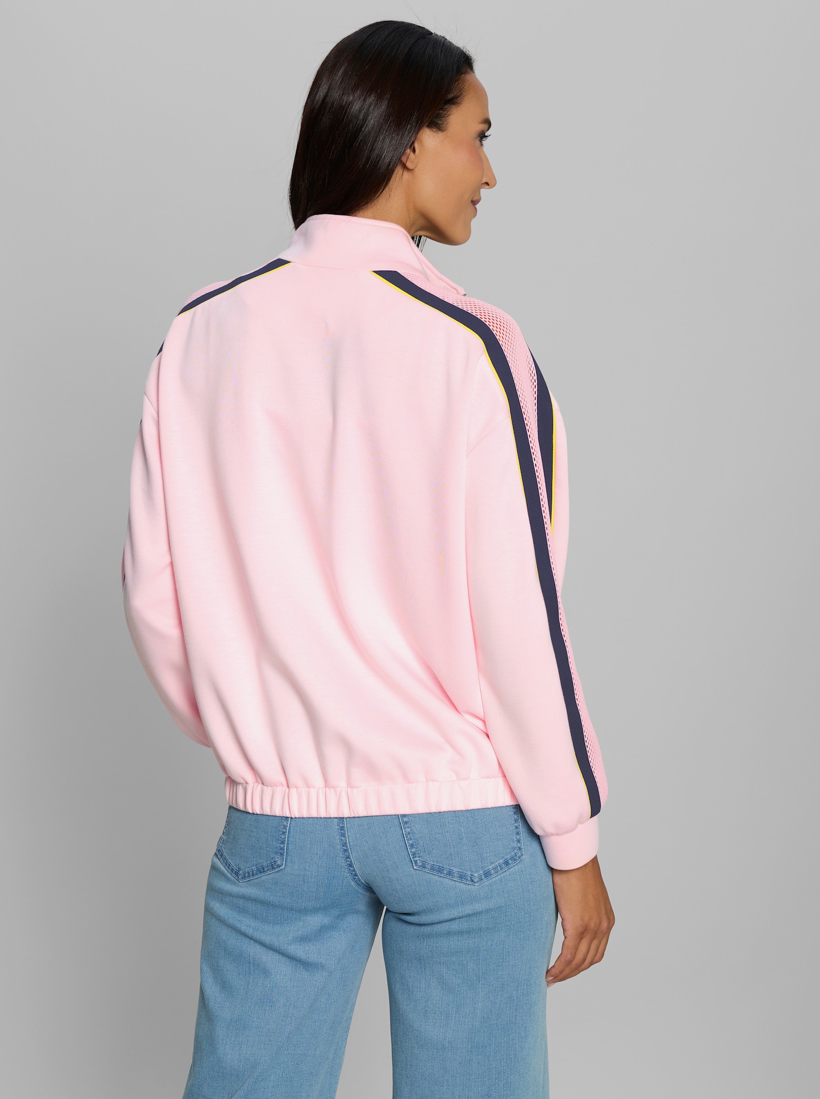 heine Shirtjacke mit Kontraststreifen - hellrosé