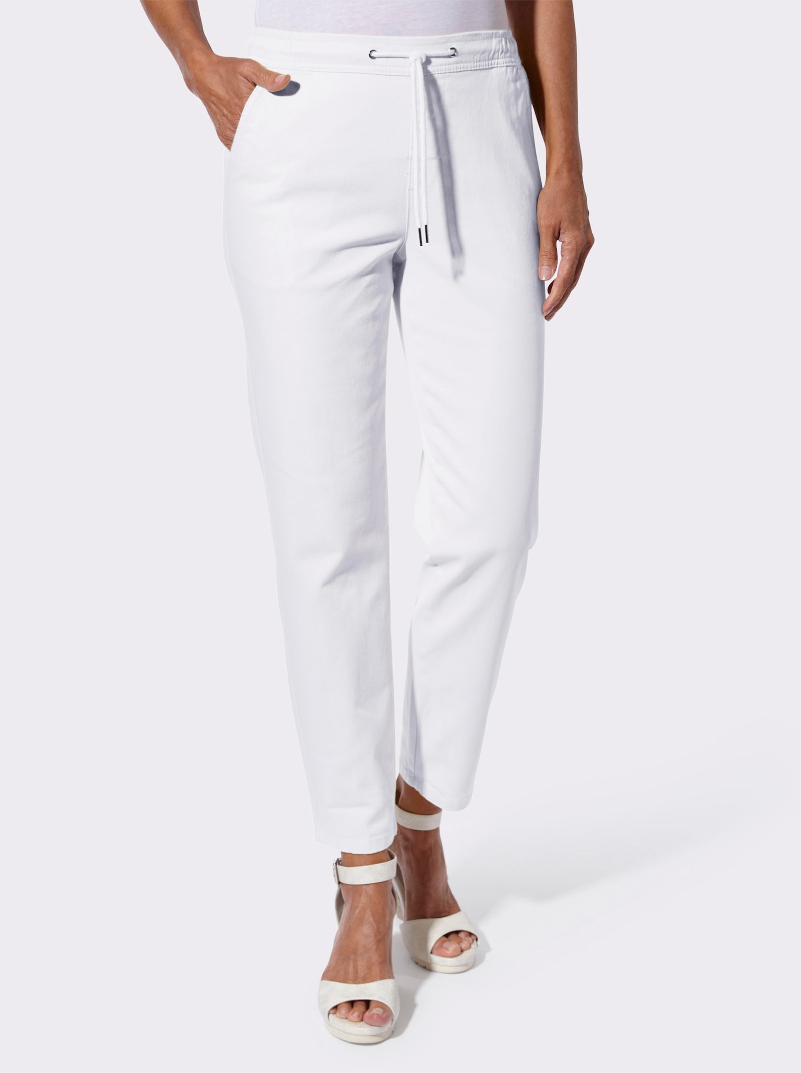 Schlupfjeans , weitenregulierbar - weiß