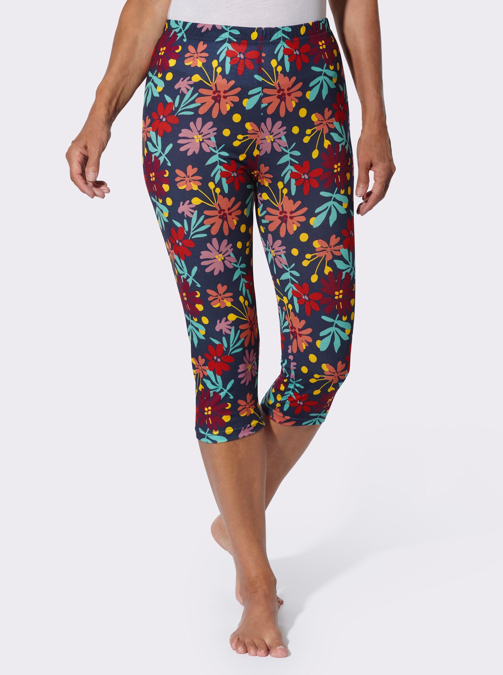 Caprileggings mit Blumen-Muster - marine-bedruckt