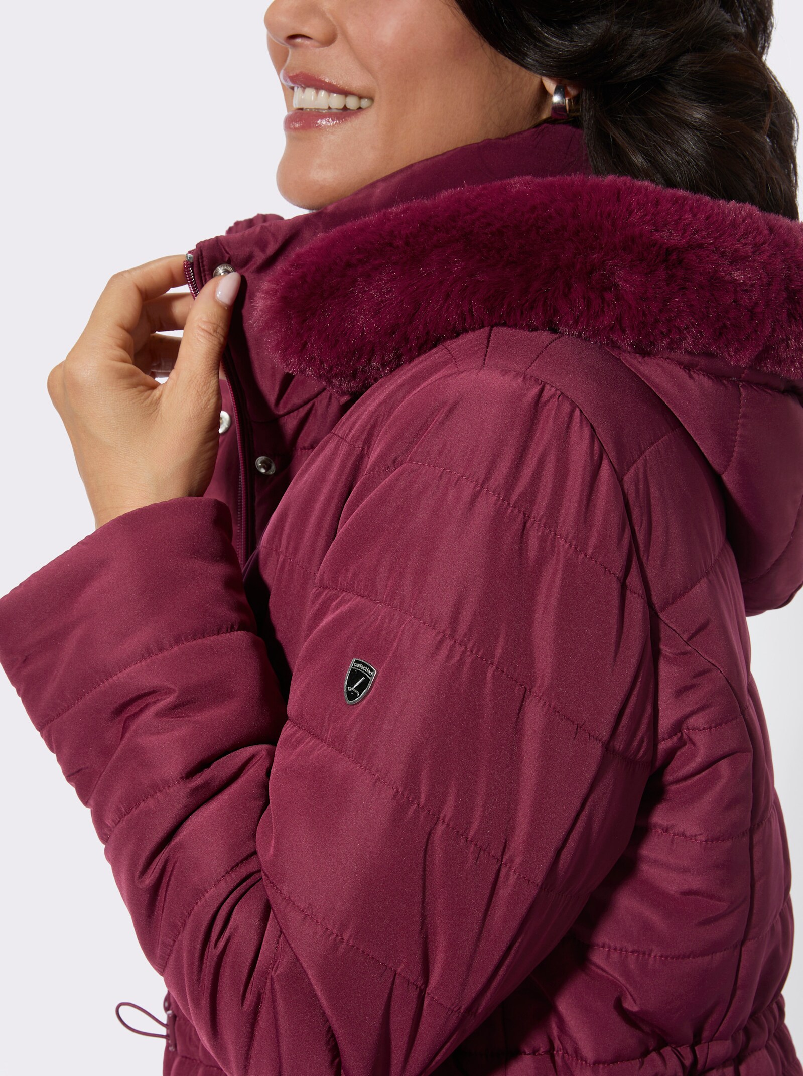 Steppjacke mit verdecktem Reißverschluss - bordeaux