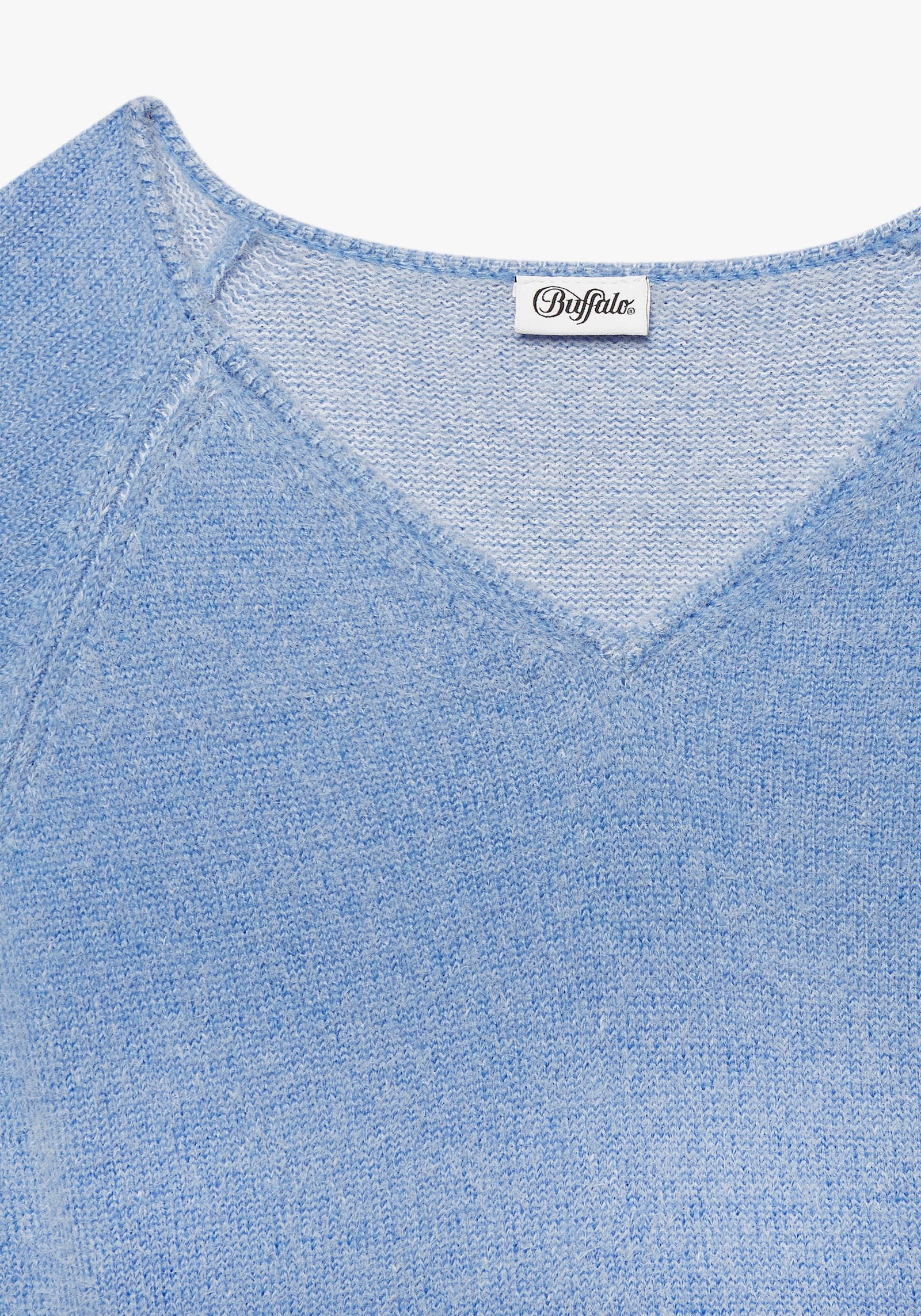 Buffalo Pullover met V-hals - blauw gemêleerd