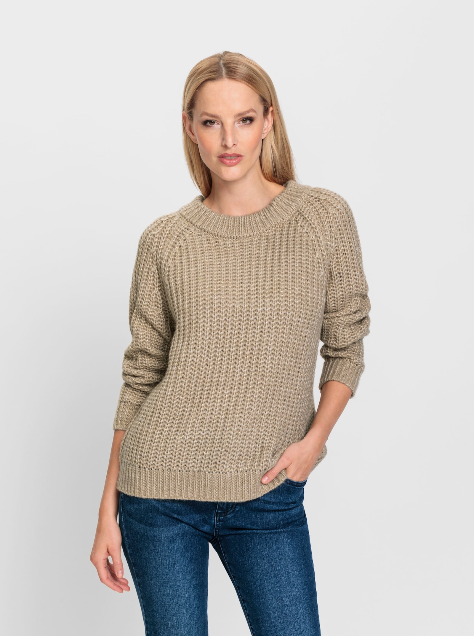 heine Strickpullover mit Glitzergarn - beige-ecru-meliert