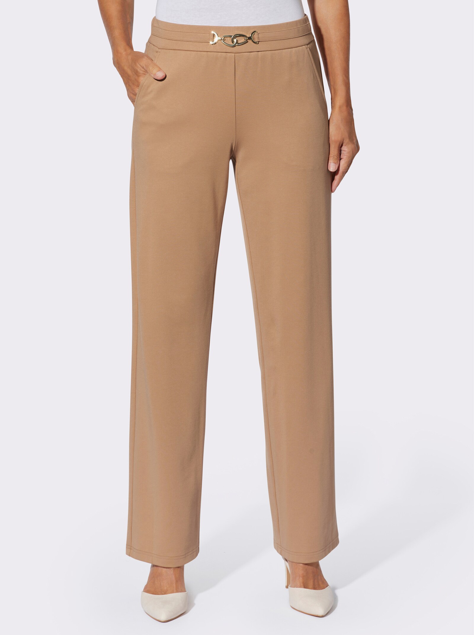 Schlupfhose mit Zierschnalle - camel