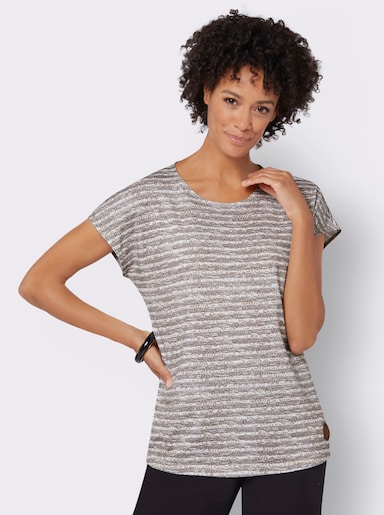 Shirt - taupe-ecru-geringelt