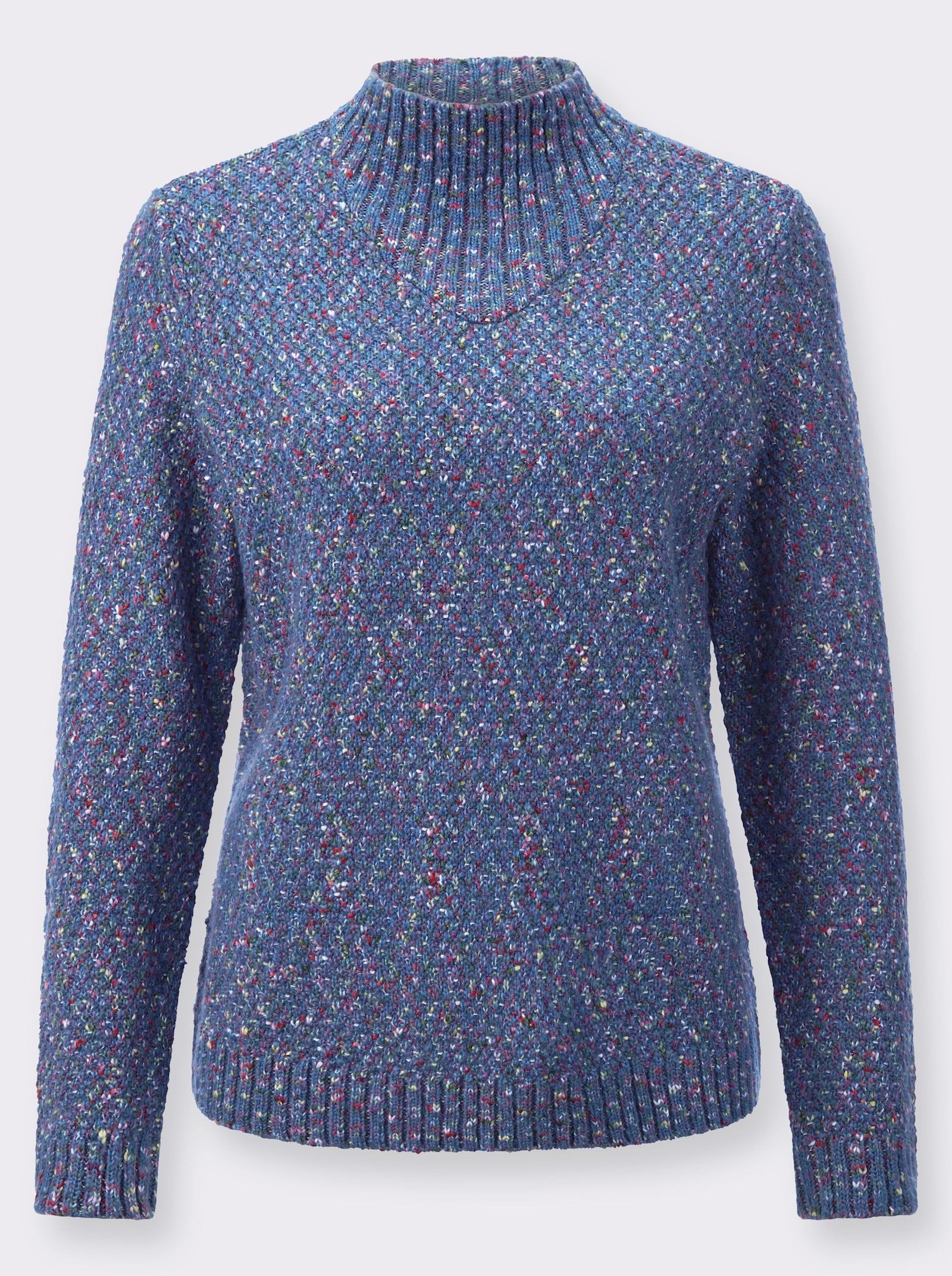 Svetr se stojáčkem, měkký na omak - modrá-melír