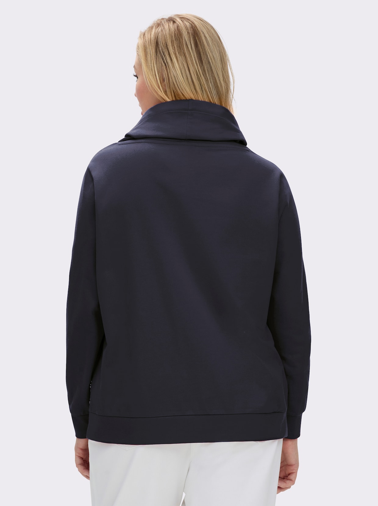 Sweatshirt mit Känguru-Taschen - marine-ecru-meliert
