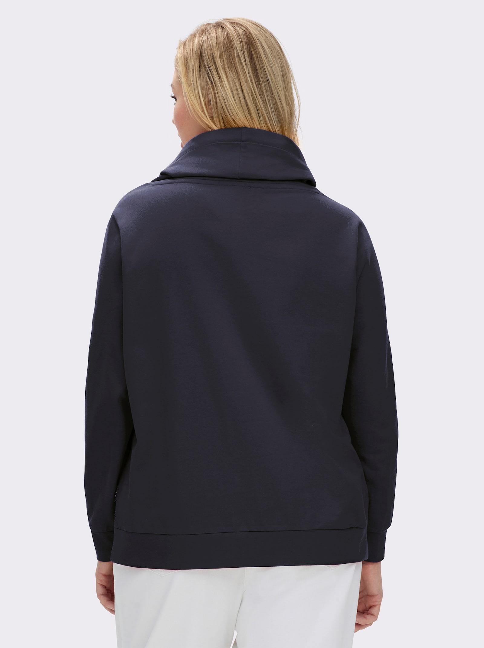 Sweatshirt mit Känguru-Taschen - marine-ecru-meliert