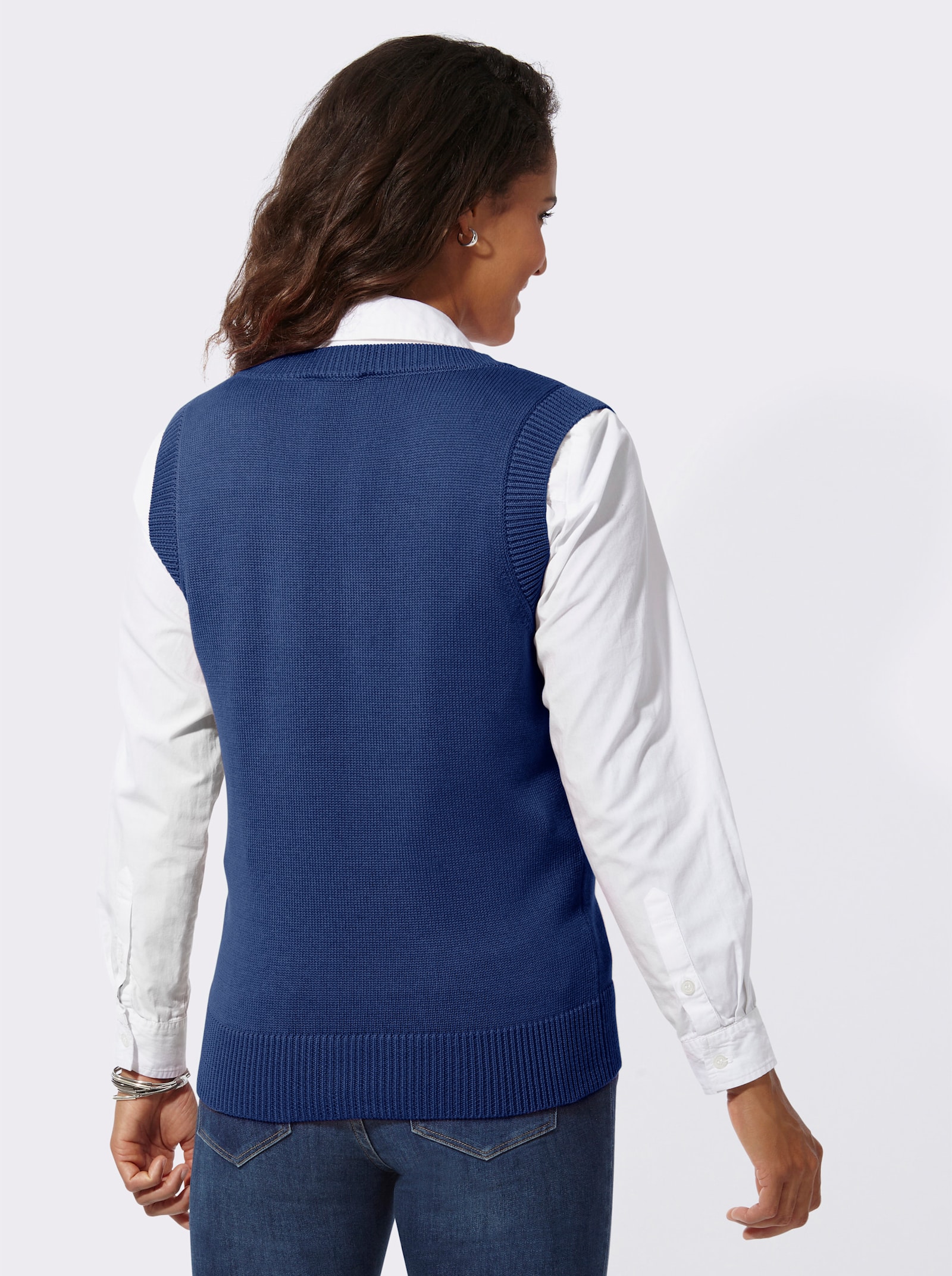 Slip-over met ribboorden - koningsblauw