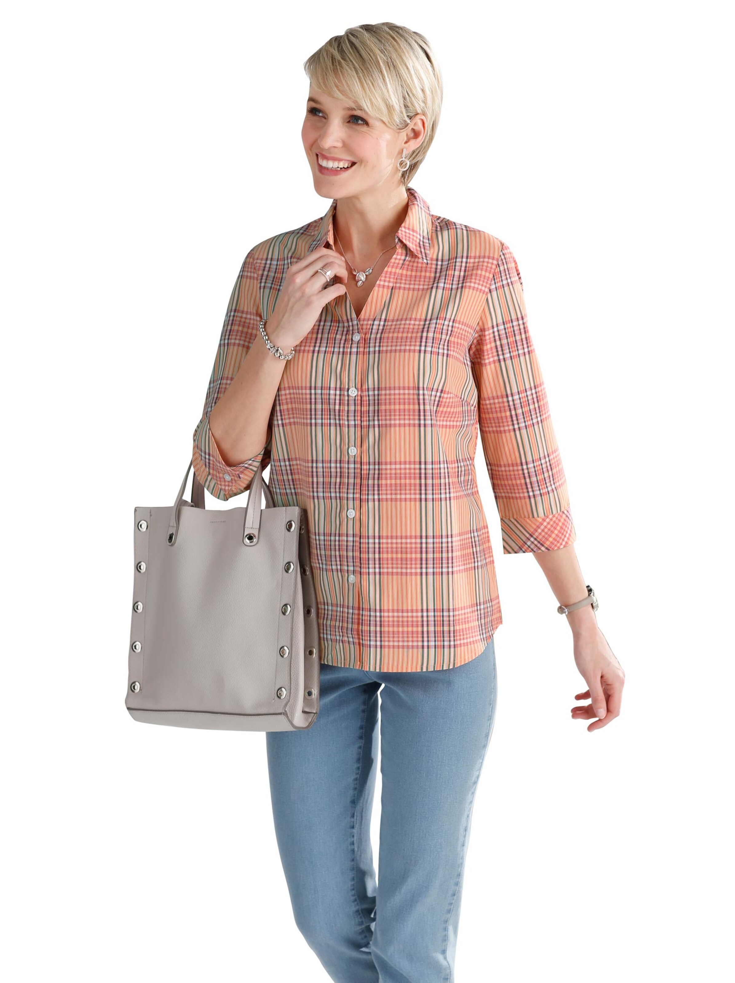 Bluse - lachs-kariert