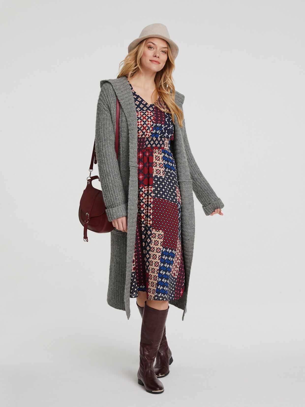 heine Long-Strickjacke - grau-melange