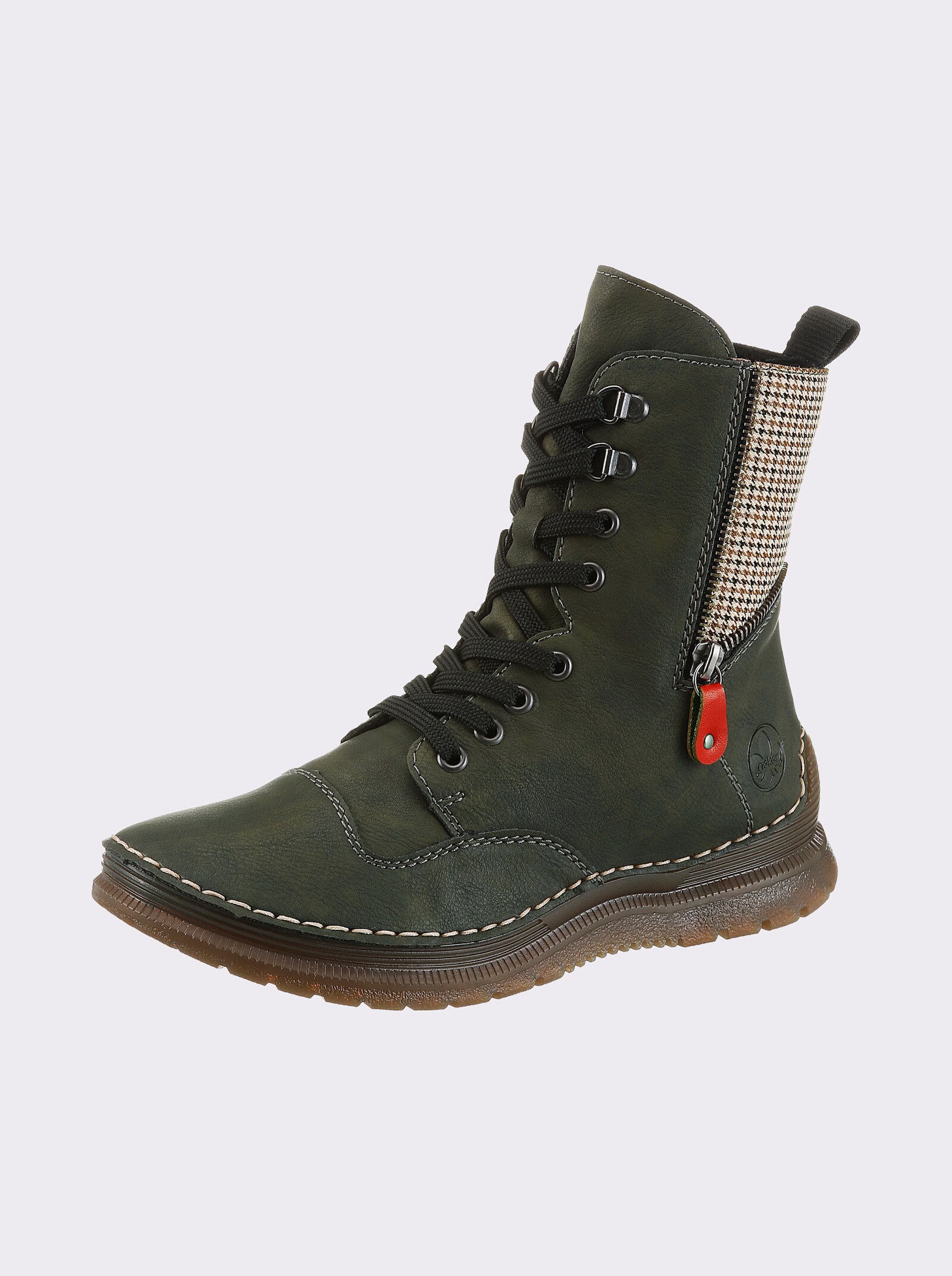 Rieker Schnürstiefel mit Kontrastnähten - khaki