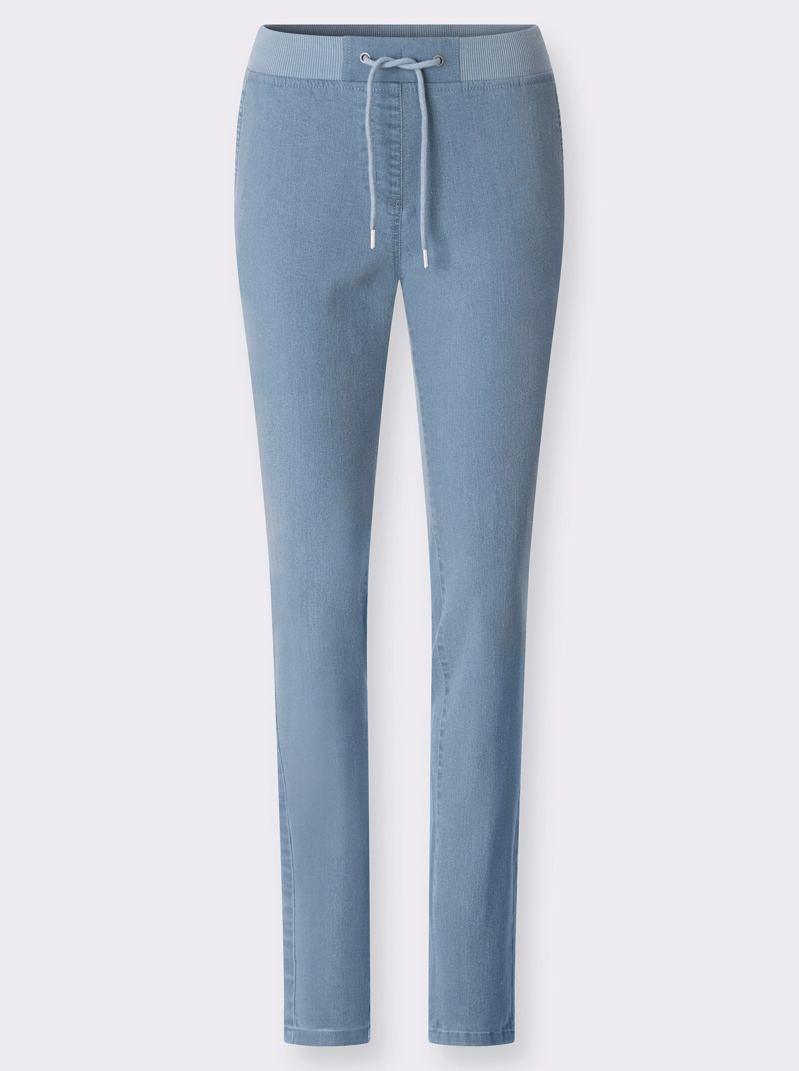 Comfortjeans met ogen en sierband - blue-bleached