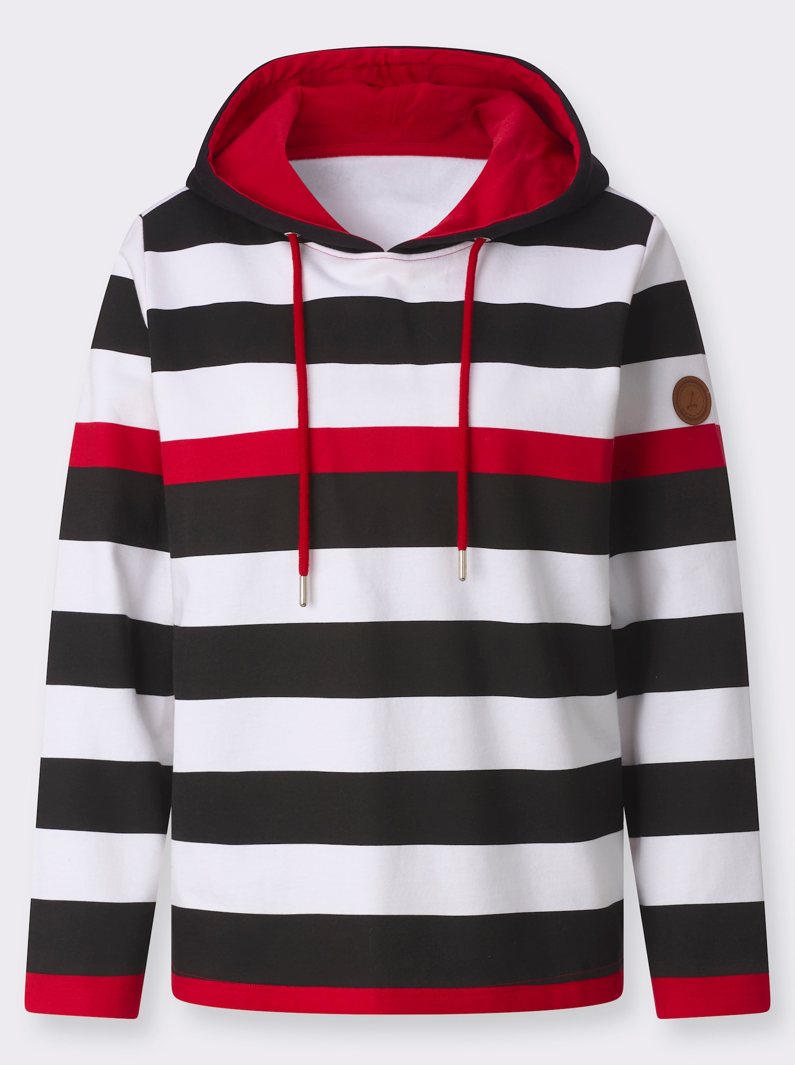 Sweatshirt in innen angerauter Qualität - rot-schwarz-geringelt