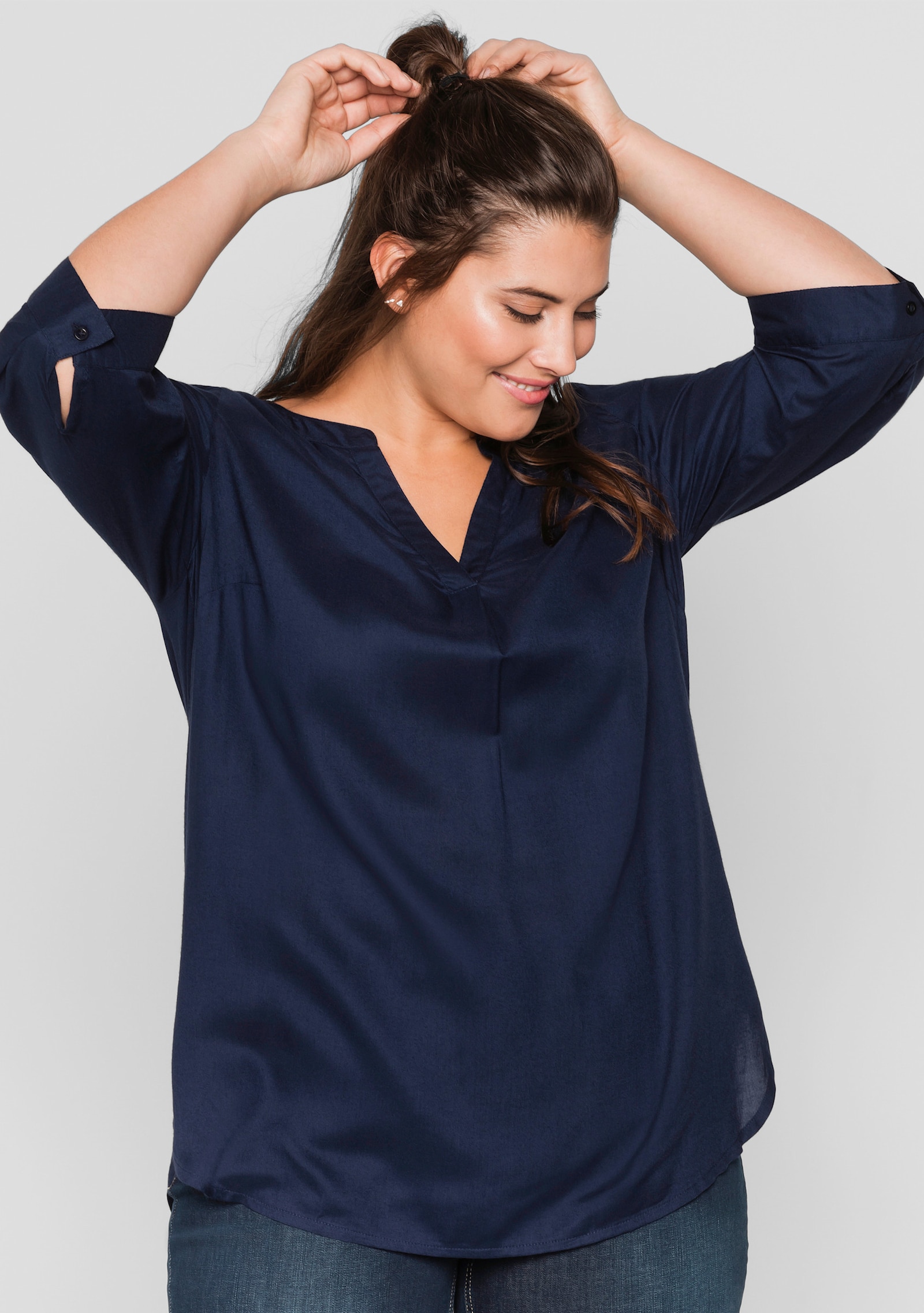 sheego Tuniek met decoratieve plooi - marine