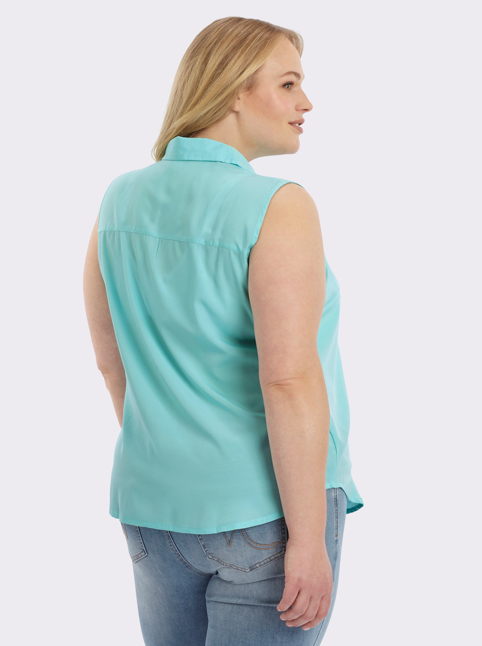 Ärmellose Bluse mit Hemdkragen - mint