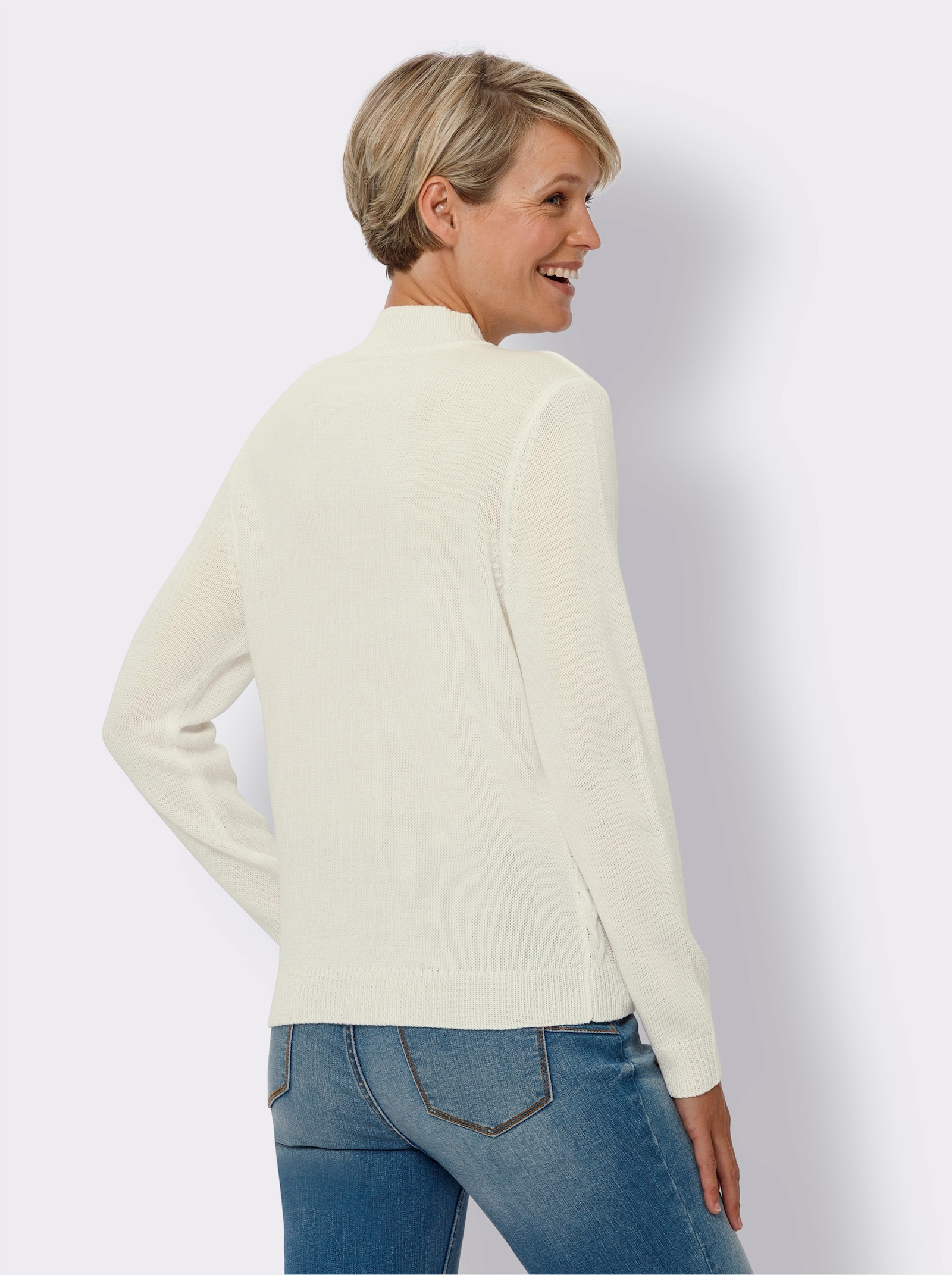 Pullover met lange mouwen en kabelpatroon voor - ecru