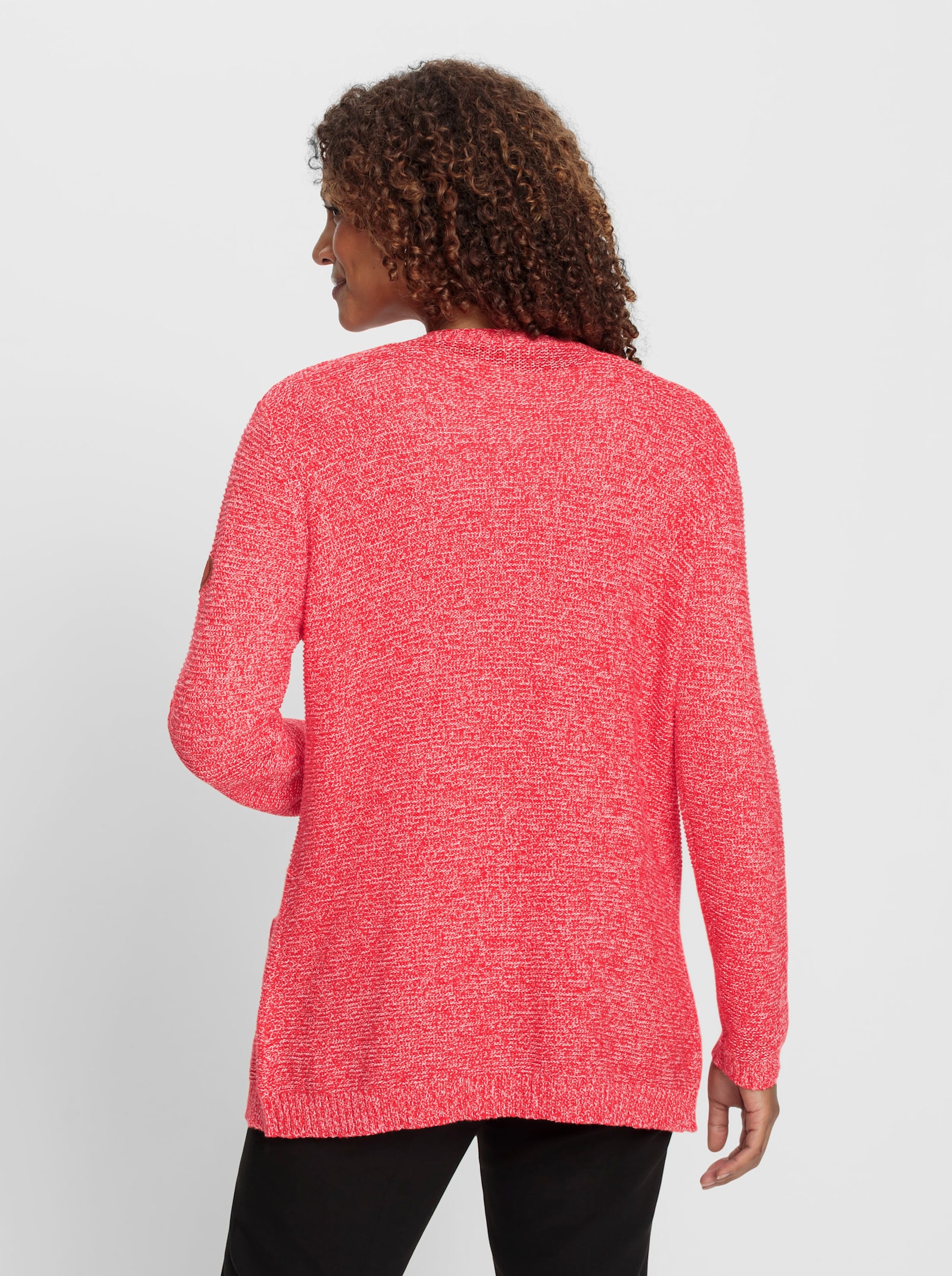 Vest in gemêleerde look - grapefruit/wit gemêleerd