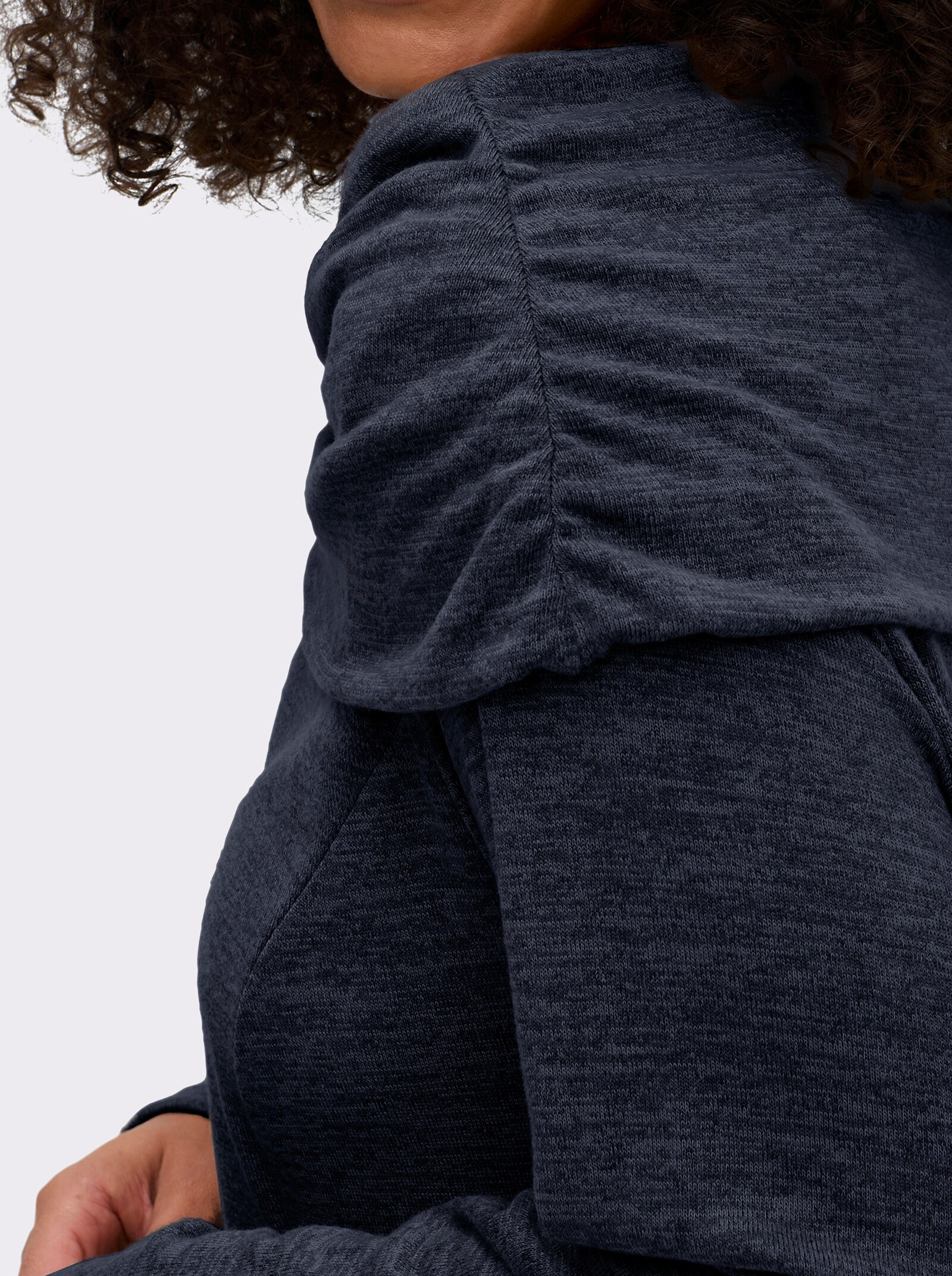 sheego by Joe Browns Longsweatshirt im Strick-Look - marine-jeansblau-meliert