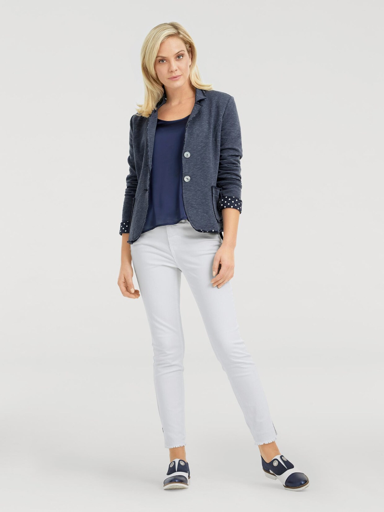 Linea Tesini Sweatblazer - jeansblauw