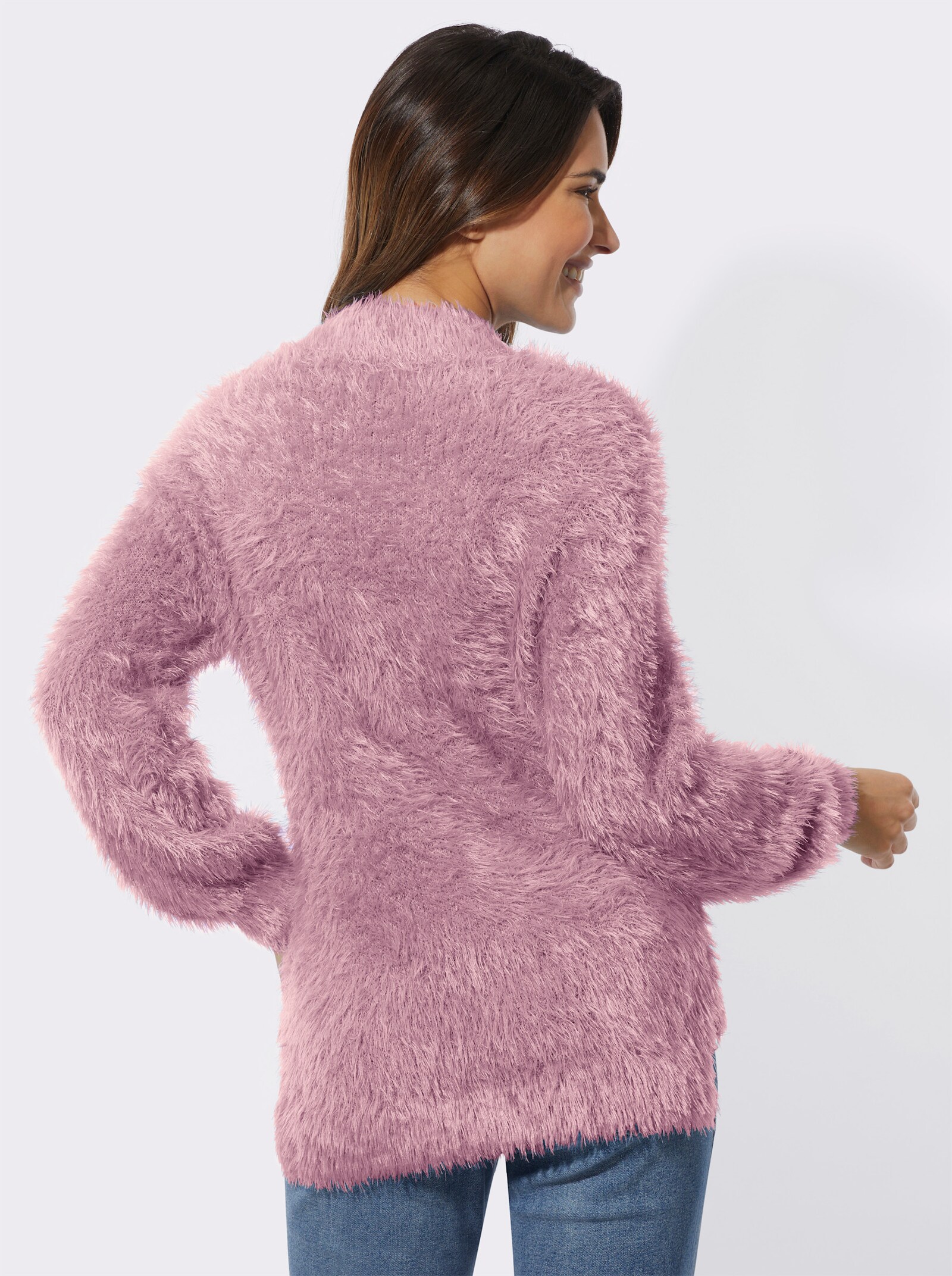 Stehkragenpullover mit Flauschgarn - mauve
