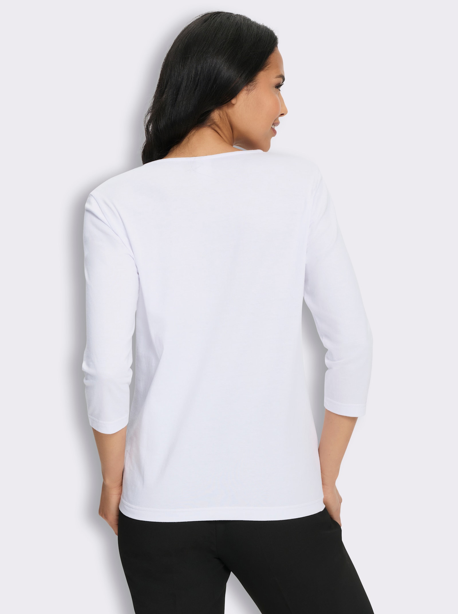 3/4-Arm-Shirt mit Patchwork-Muster - weiß-traube