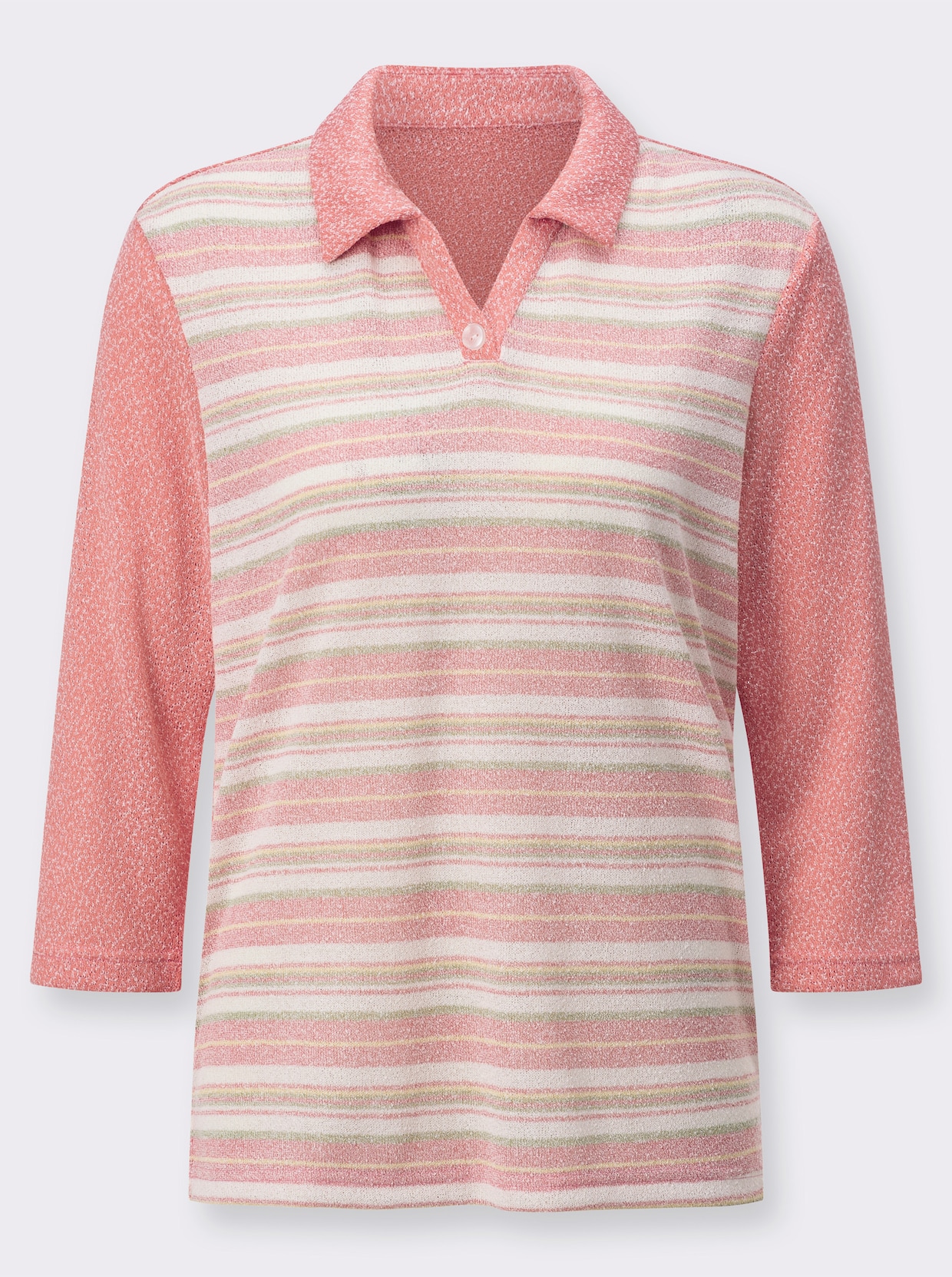 Poloshirt - flamingo/lindegroen gestreept