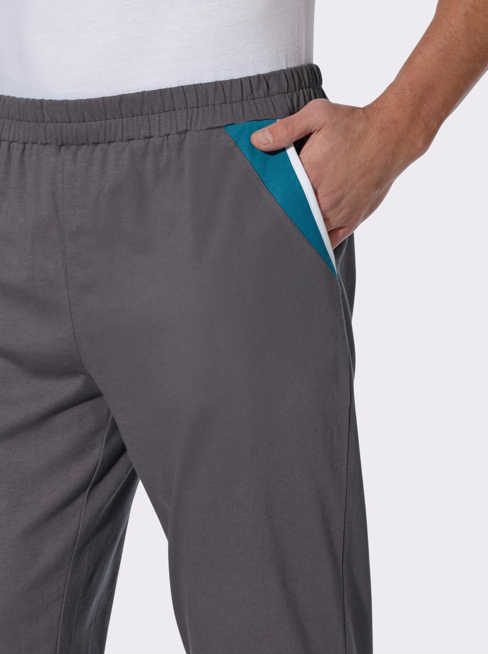 Freizeithose mit Kontrasteinsätzen - anthrazit