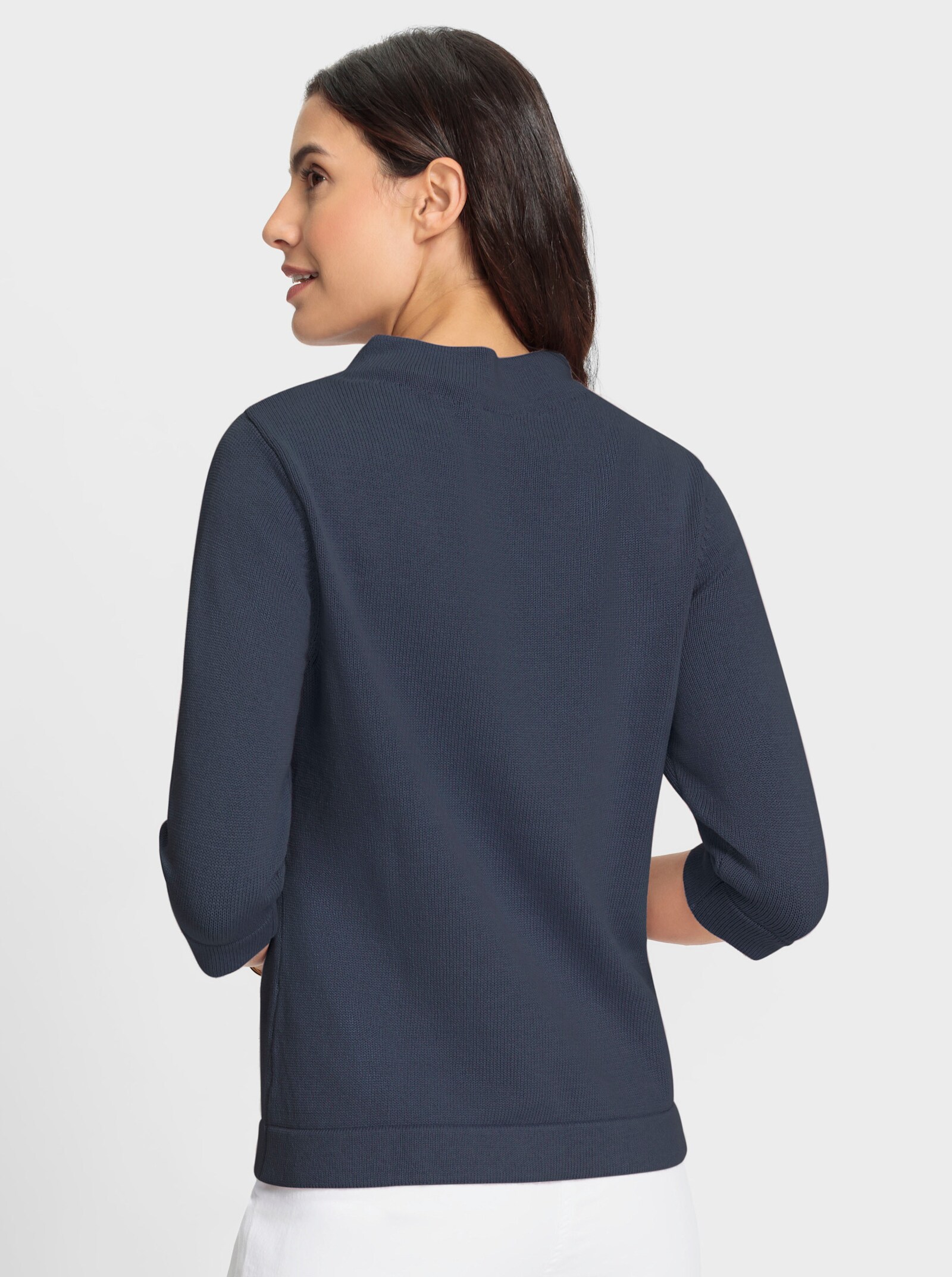3/4 Arm-Pullover mit Kelchkragen - rauchblau