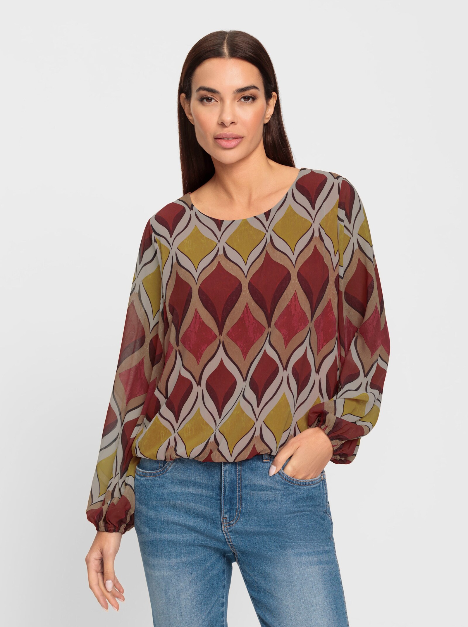 heine Chemisier avec doublure en jersey viscose - terre cuite-ocre imprimé