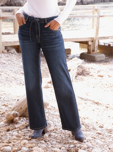 Jeans mit Bindegürtel - dark blue