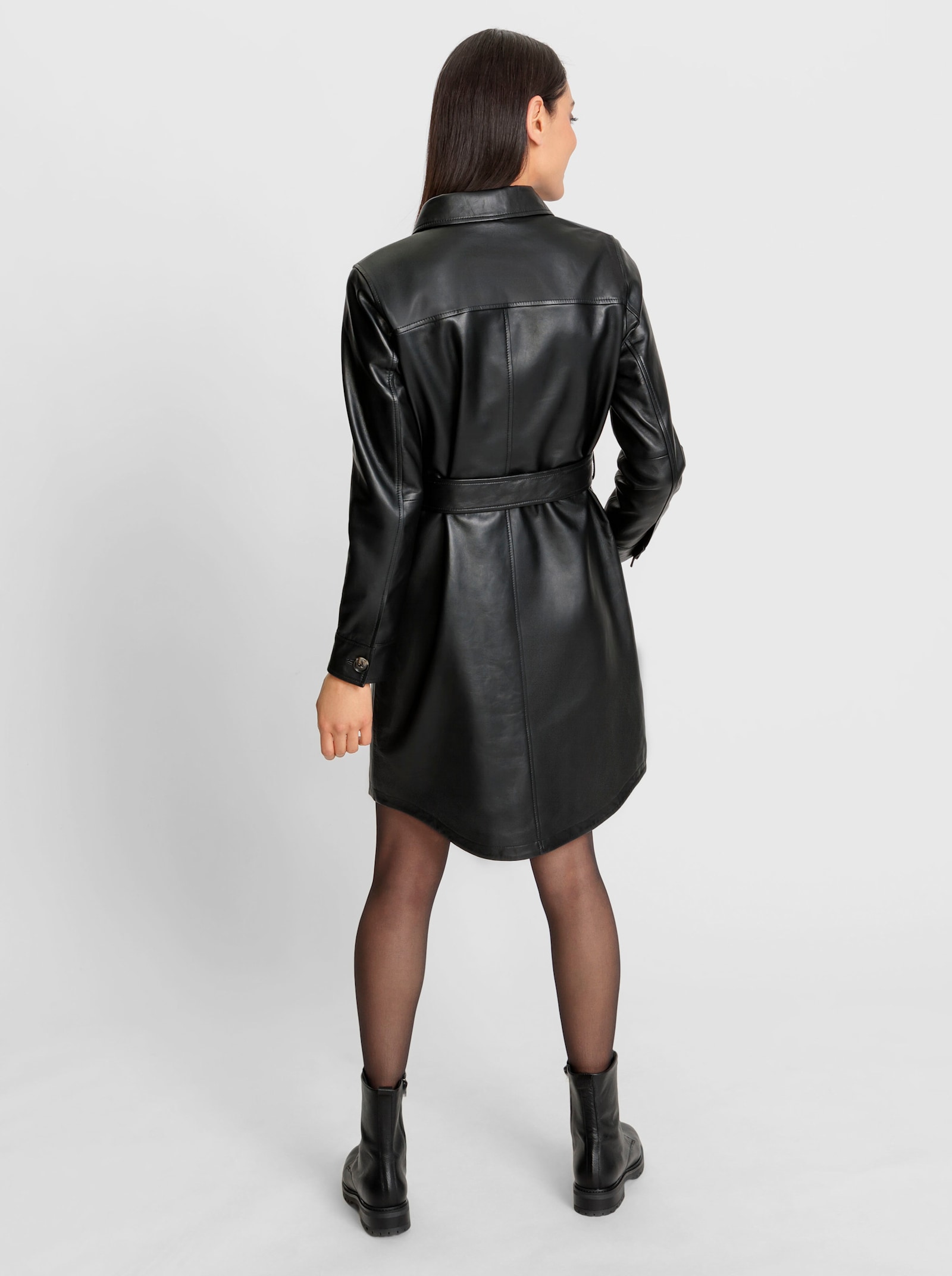 heine Lederkleid mit Knopfleiste - schwarz