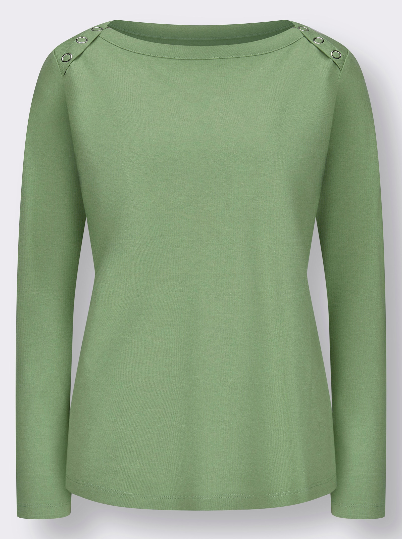 Langarmshirt mit Zierknöpfen - eucalyptus