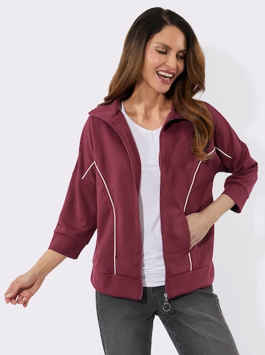 Sweatjacke mit 3/4-Ärmeln - bordeaux