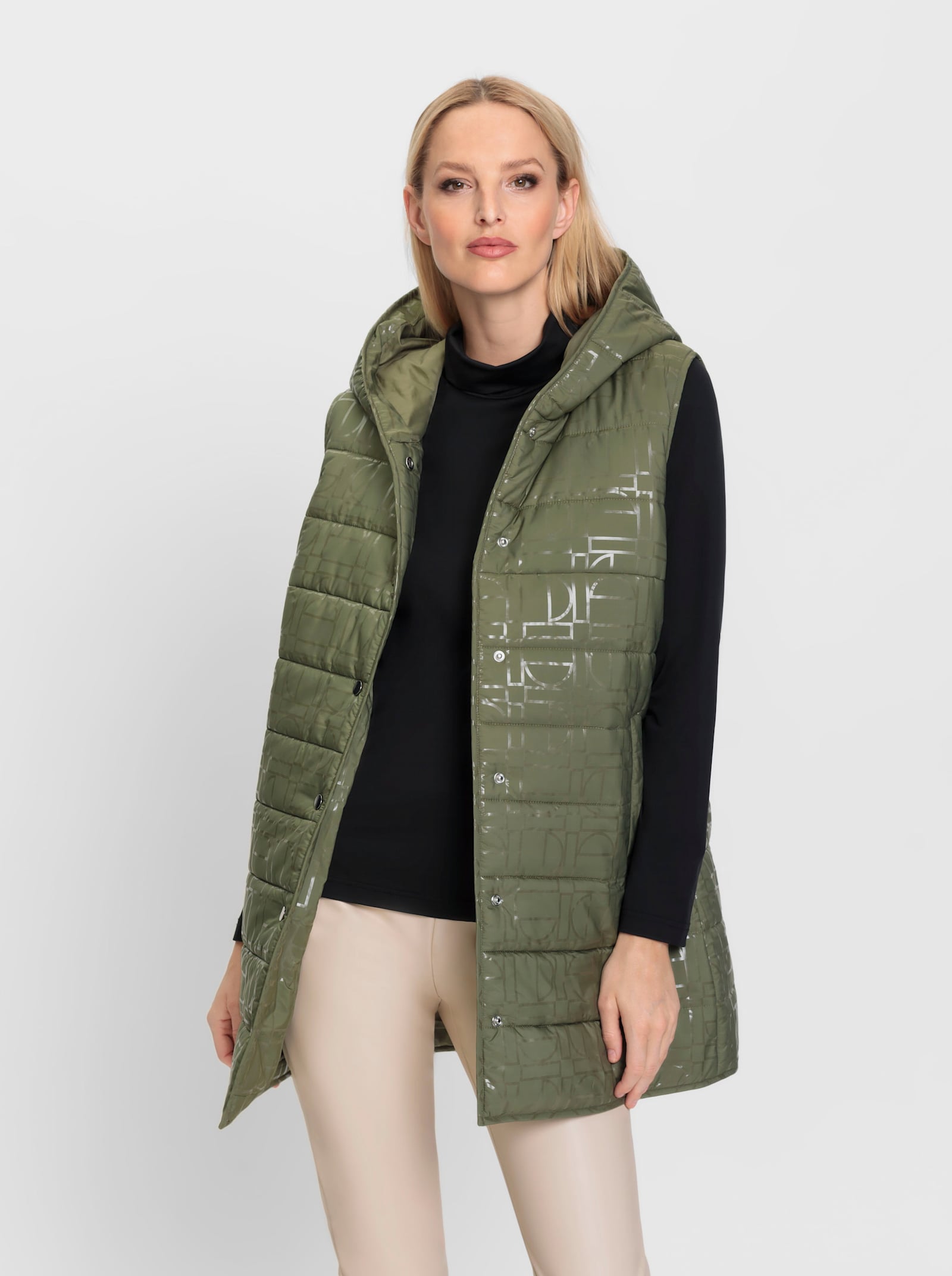 heine Steppweste mit Glanzdruck - khaki