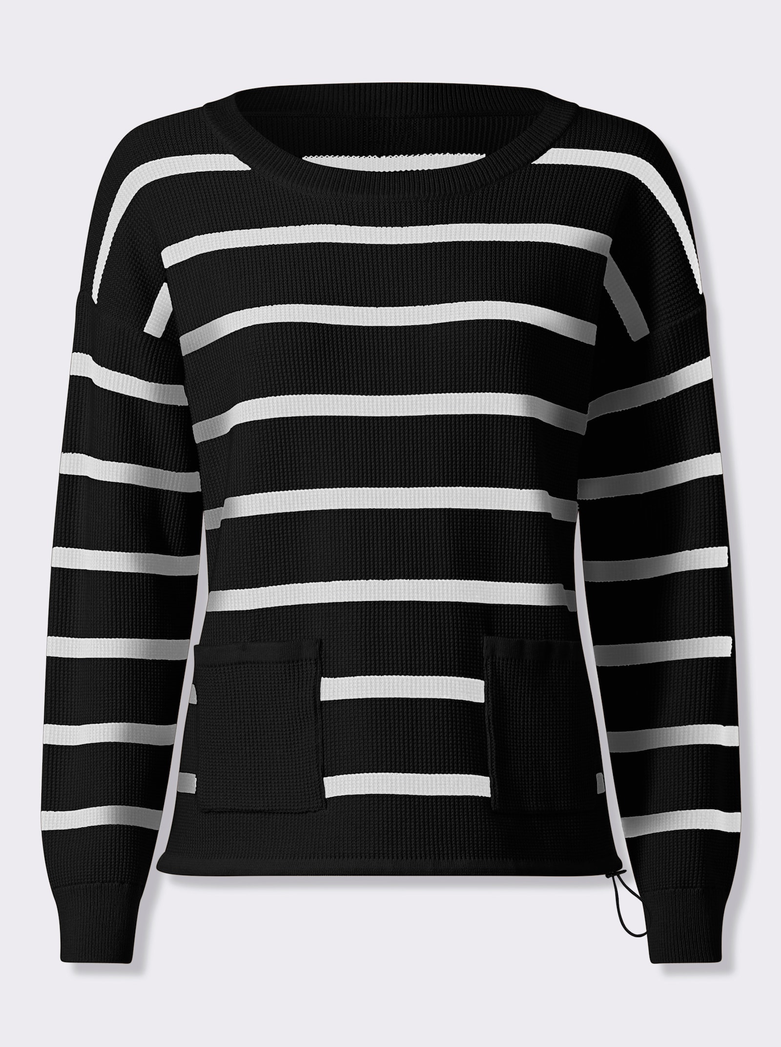 heine Strickpullover mit Ringelstreifen - schwarz-ecru-gestreift