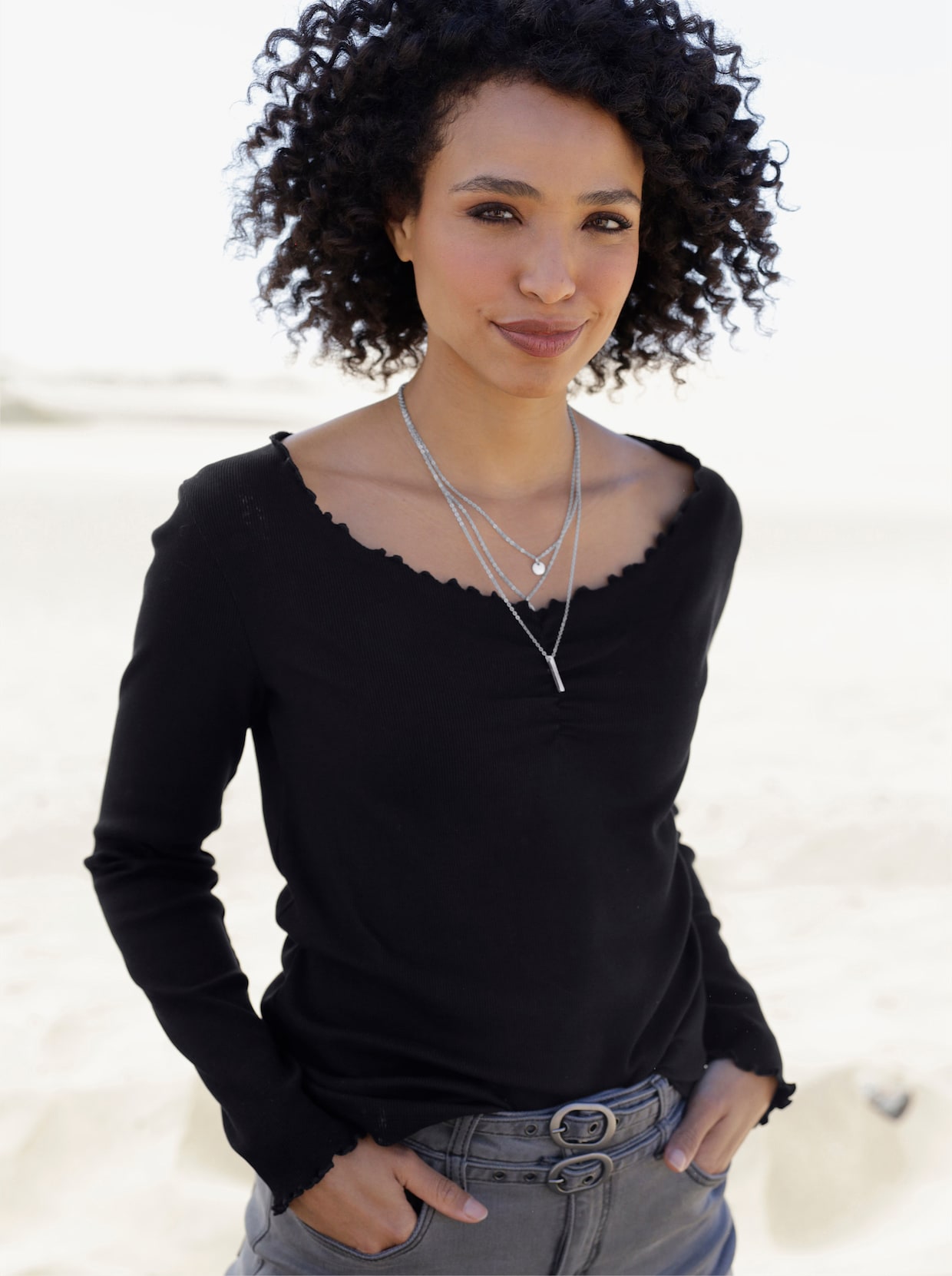 heine Shirt met lange mouwen - zwart