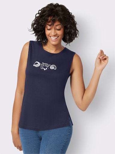 Shirttop mit Seitenschlitzen - marine