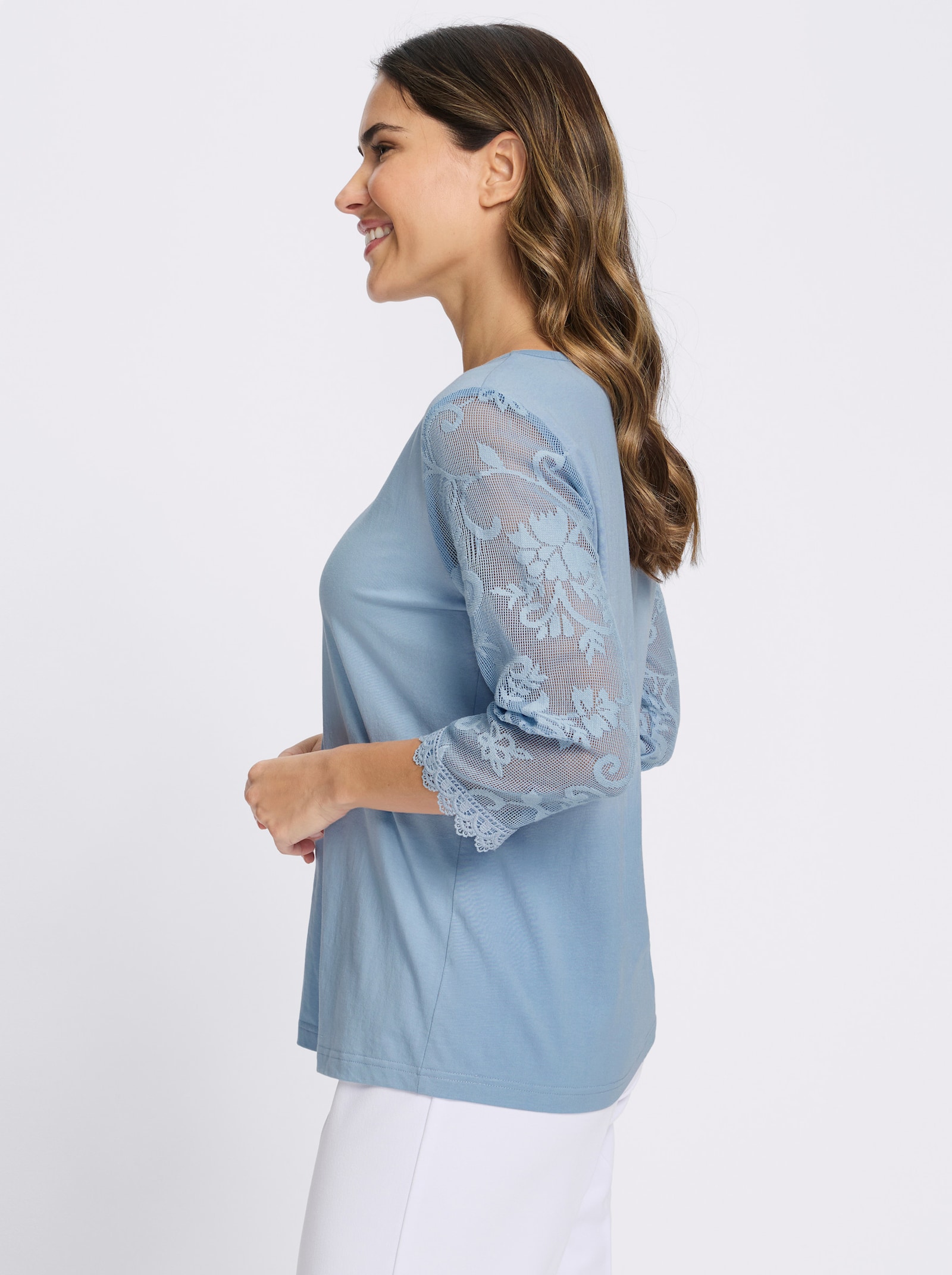 Spitzenshirt - hellblau