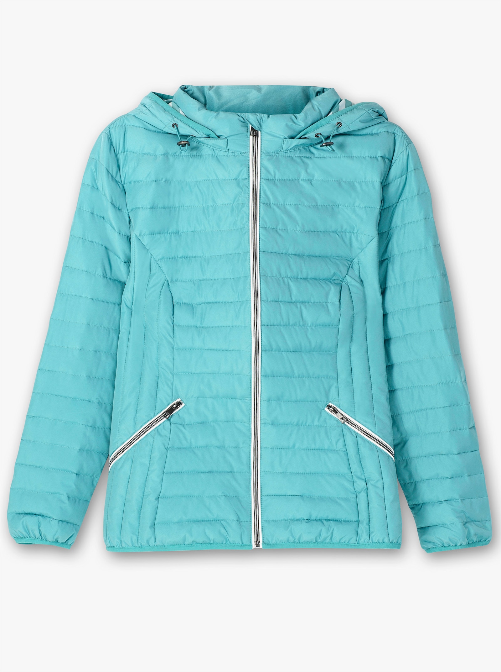 sheego Steppjacke mit gestreiftem Innenfutter - aqua
