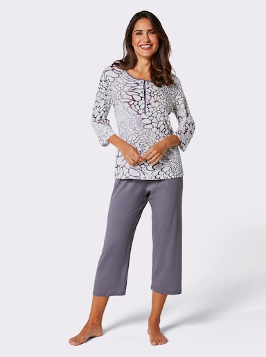 Ascafa Schlafanzug mit 3/4-Ärmeln - mauve-bedruckt