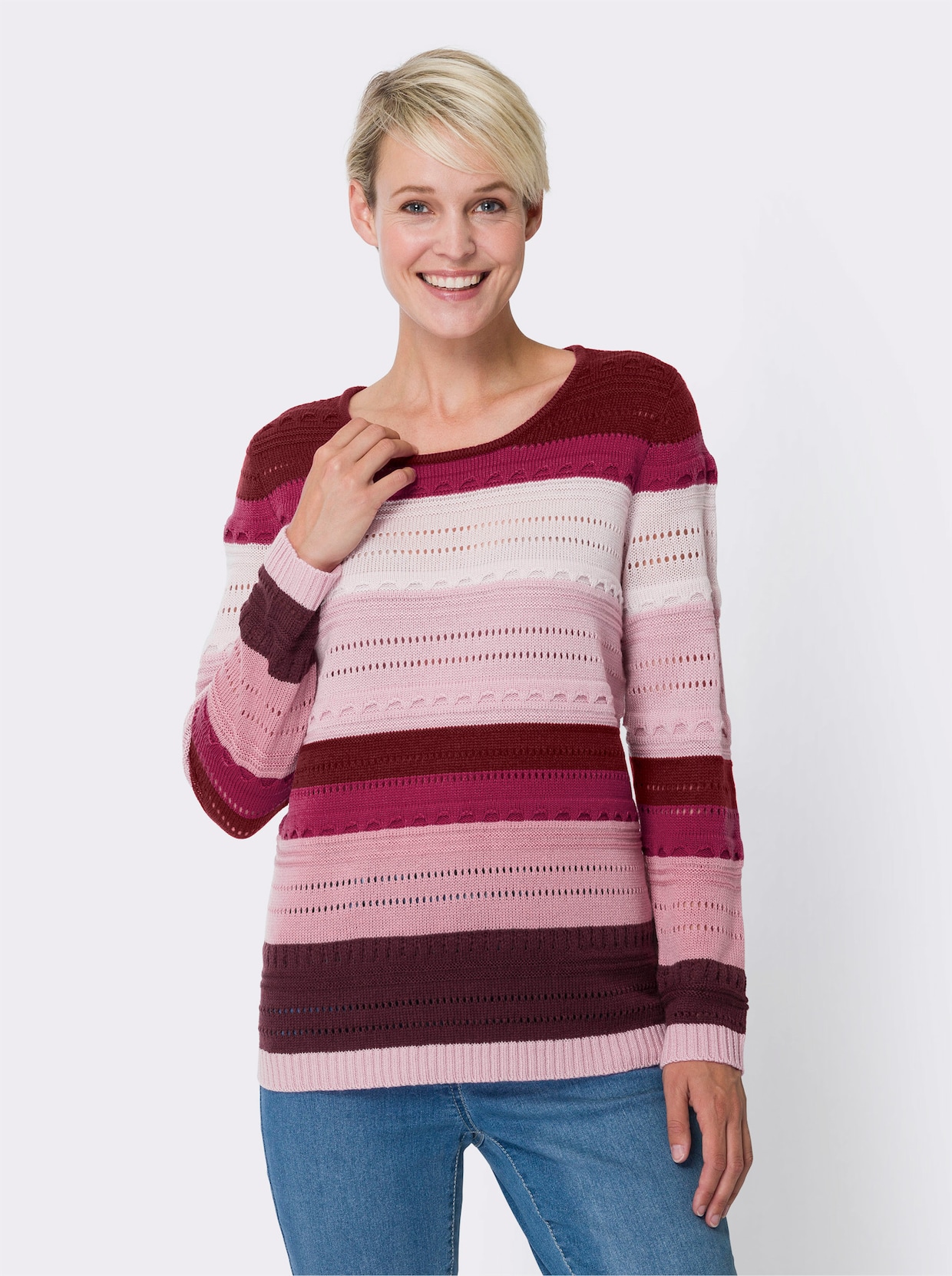 Pullover met lange mouwen - roze/malve gedessineerd