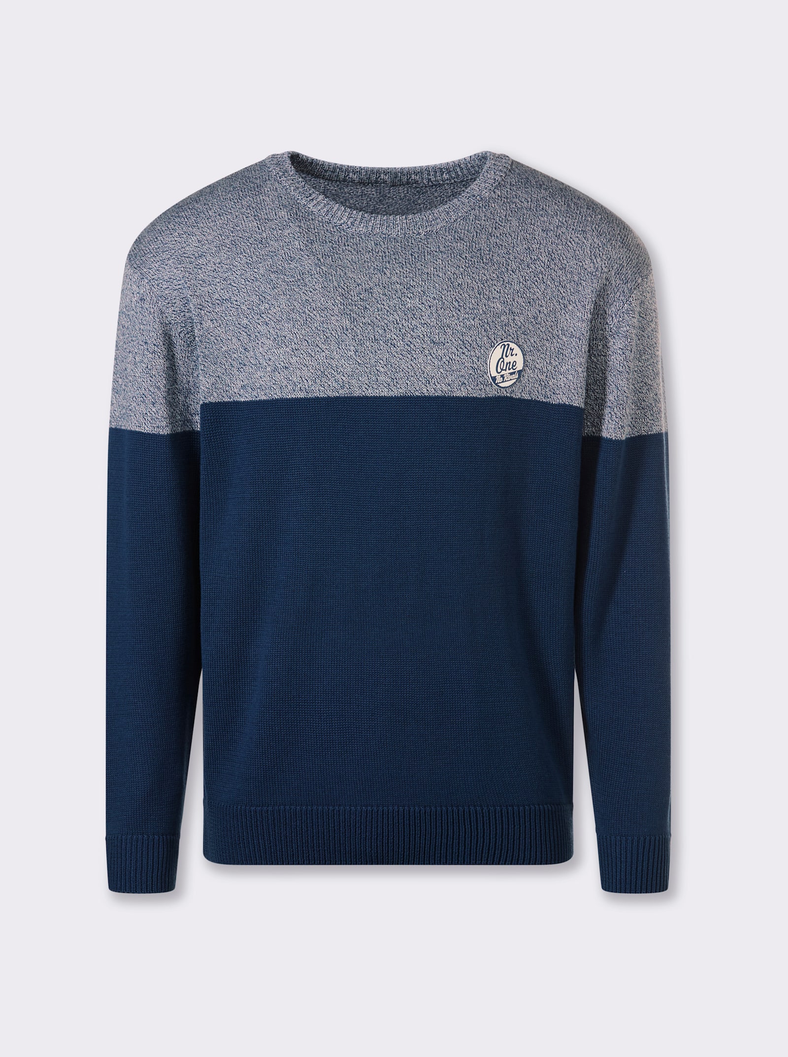 Catamaran Rundhalspullover mit Patch - dunkelblau-meliert