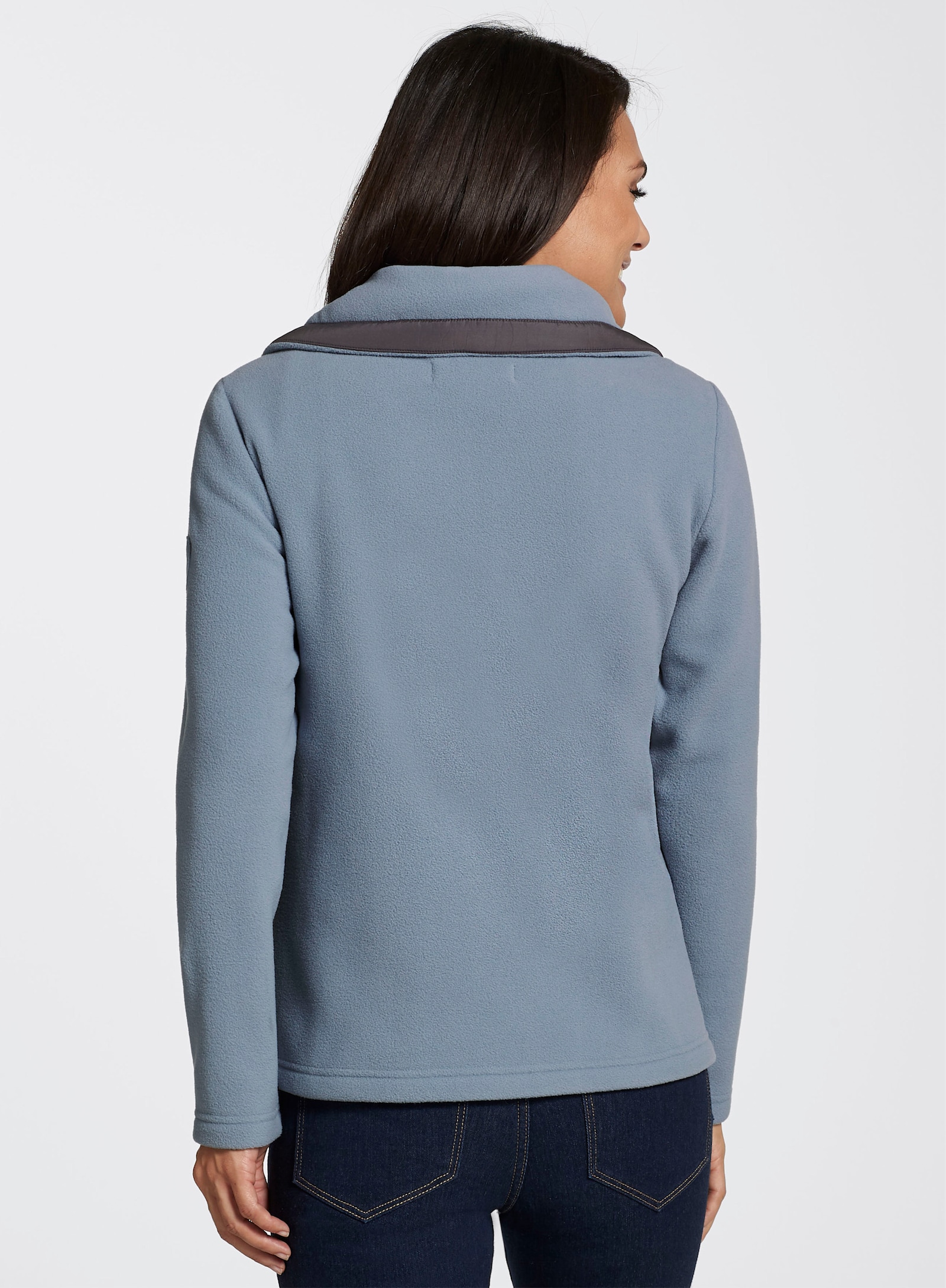 Fleecejacke mit schrägen Reißverschluss-Taschen - bleu