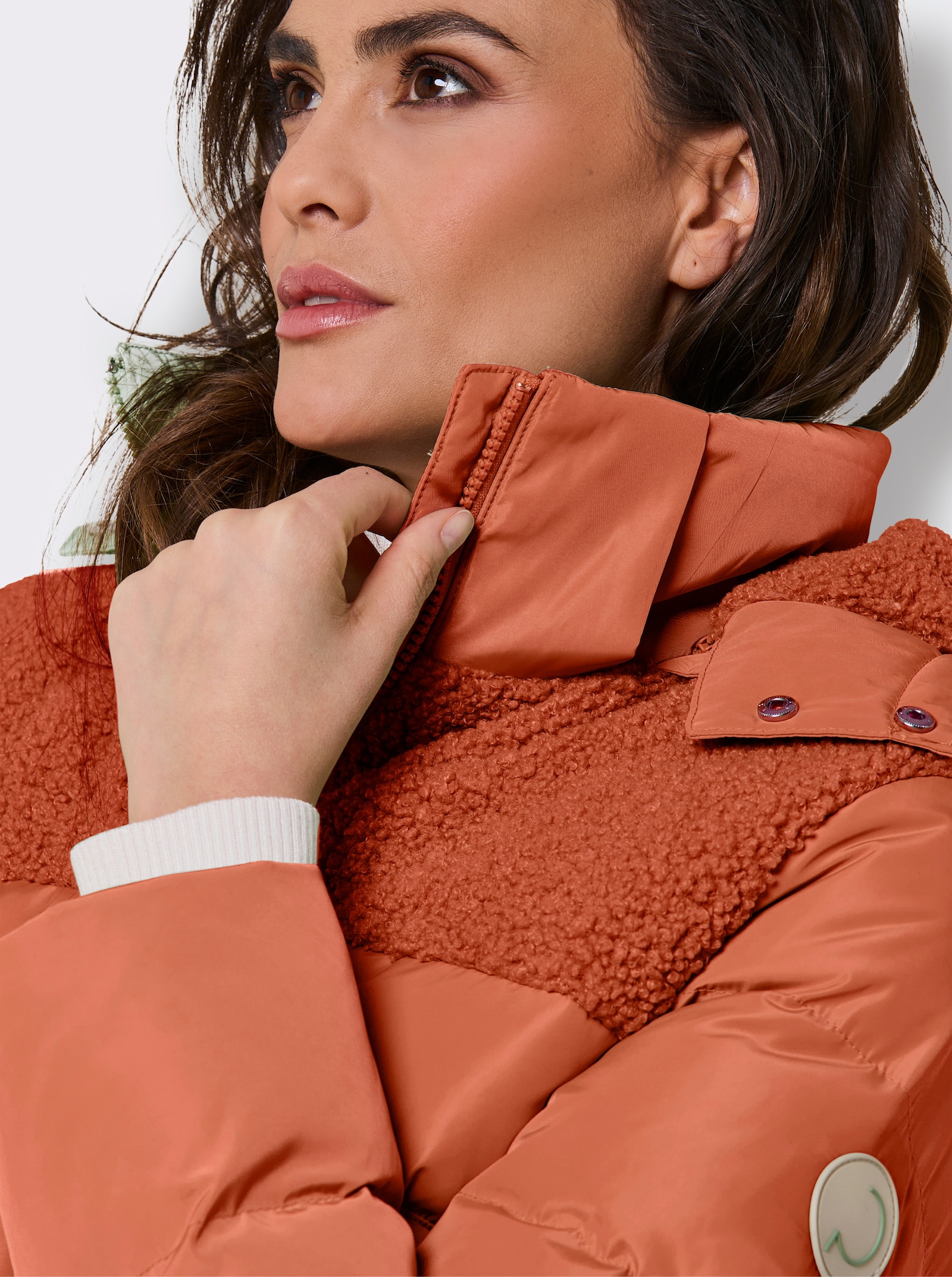 CREATION L PREMIUM Daunenjacke mit Teddyfleece - rostrot